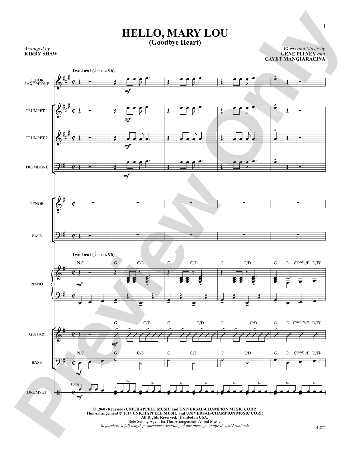 Hello, Mary Lou: Score: Choral SoundPax