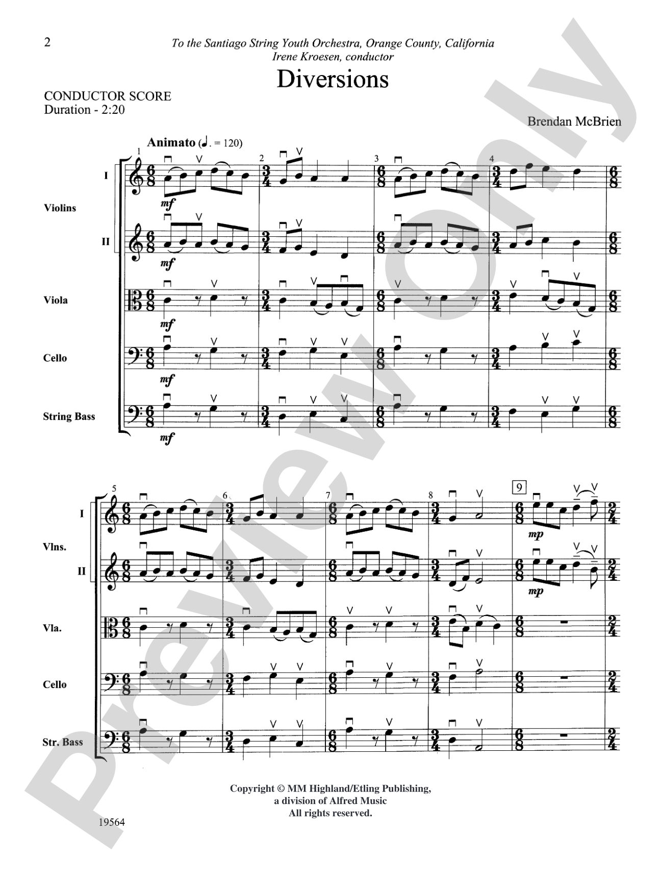 Diversions: String Orchestra Conductor Score & Parts