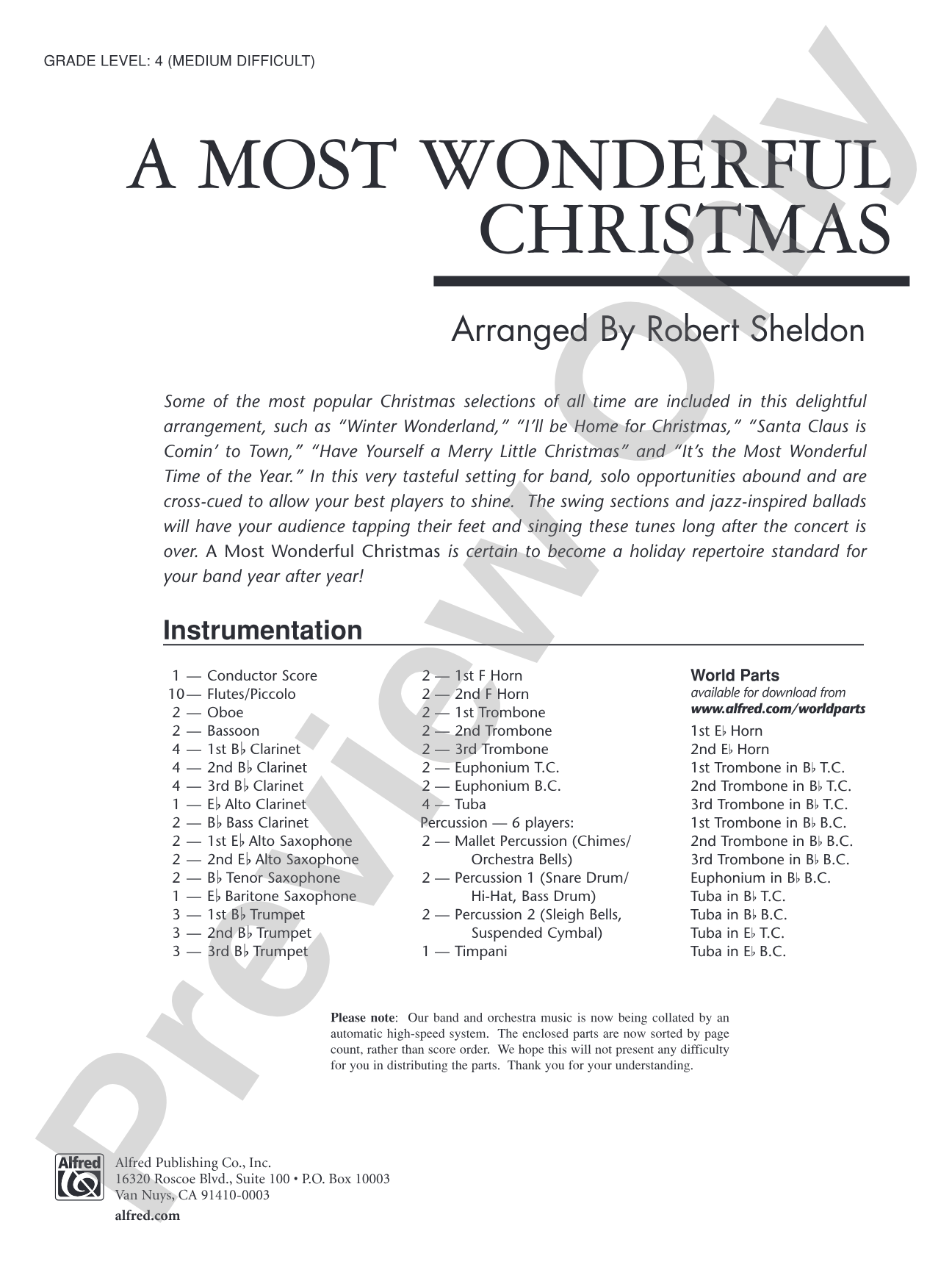 A Most Wonderful Christmas: Concert Band Conductor Score & Parts