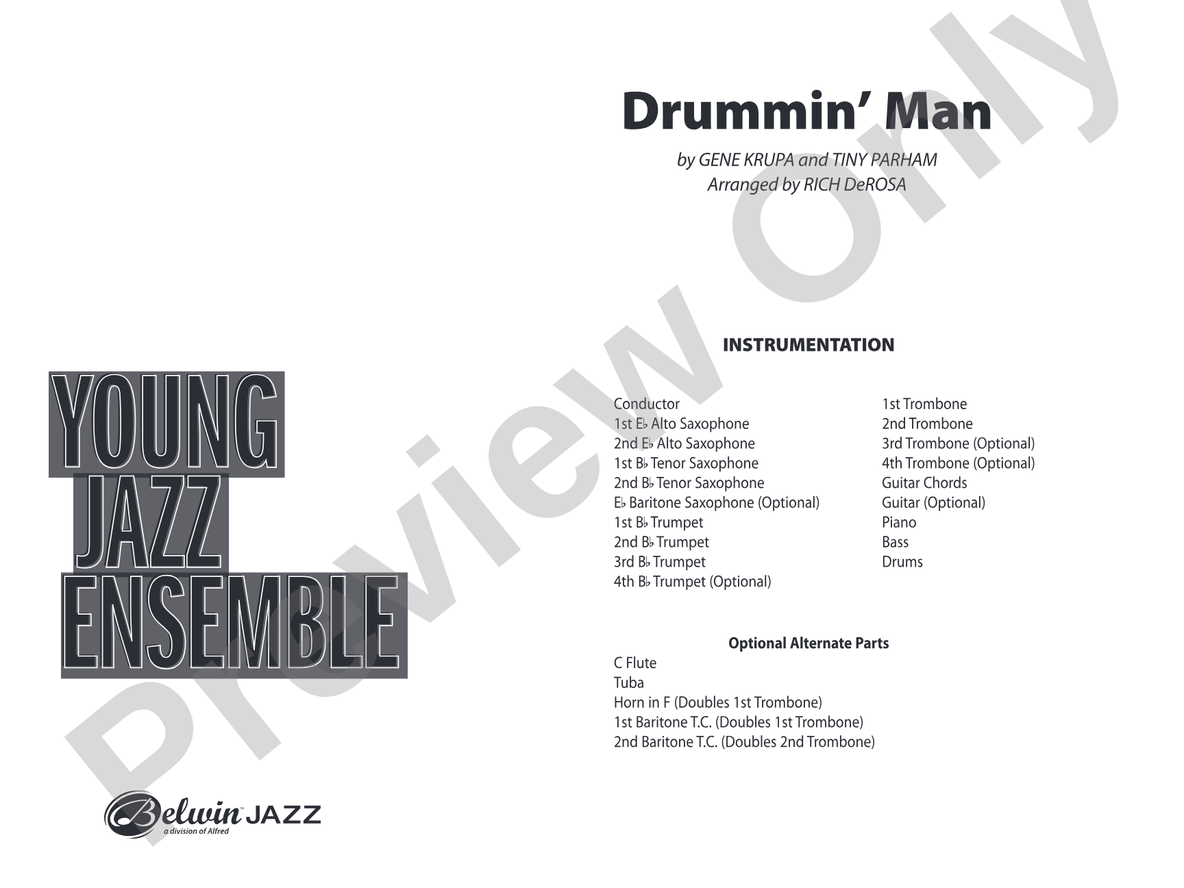 Drummin' Man: Jazz Ensemble Conductor Score & Parts