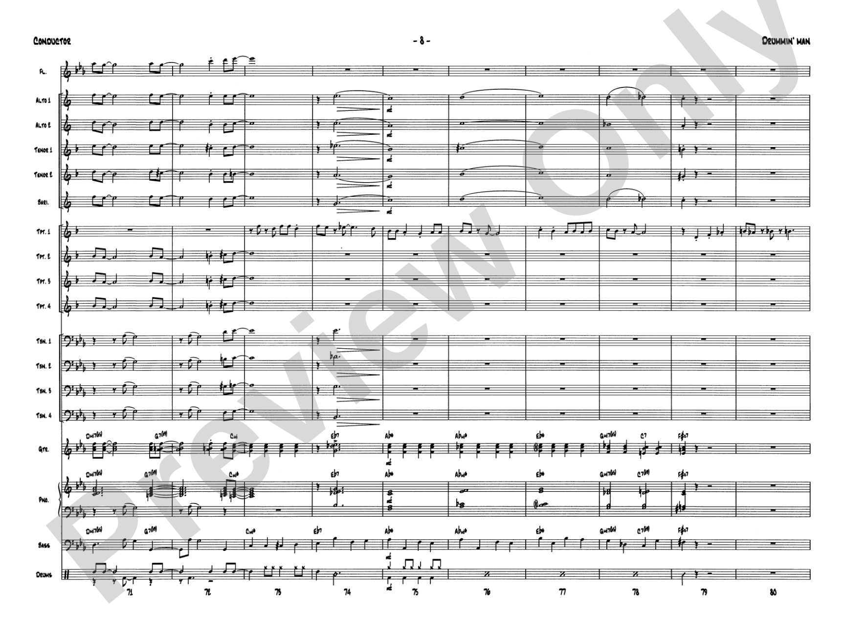 Drummin' Man: Jazz Ensemble Conductor Score & Parts