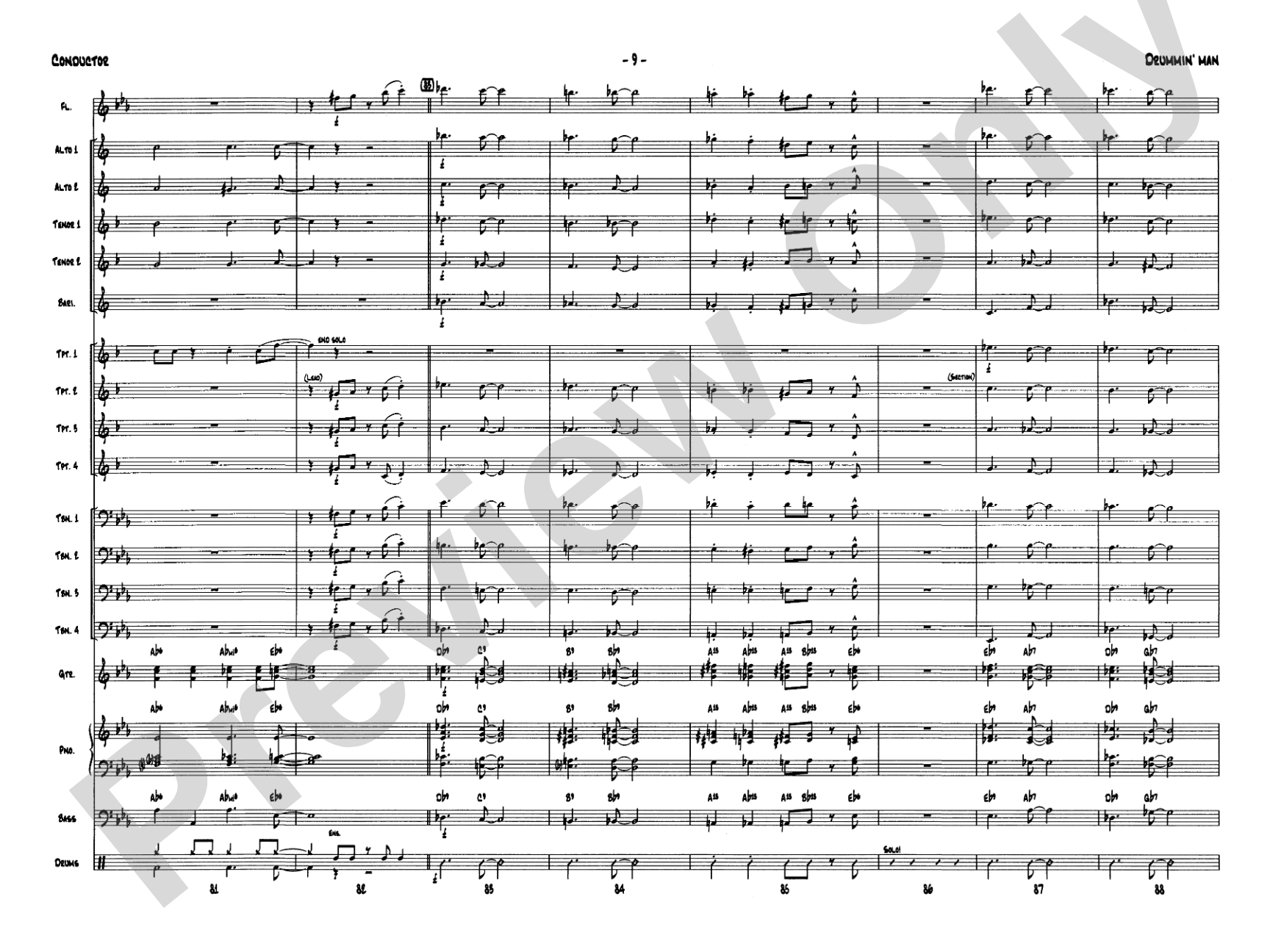 Drummin' Man: Jazz Ensemble Conductor Score & Parts