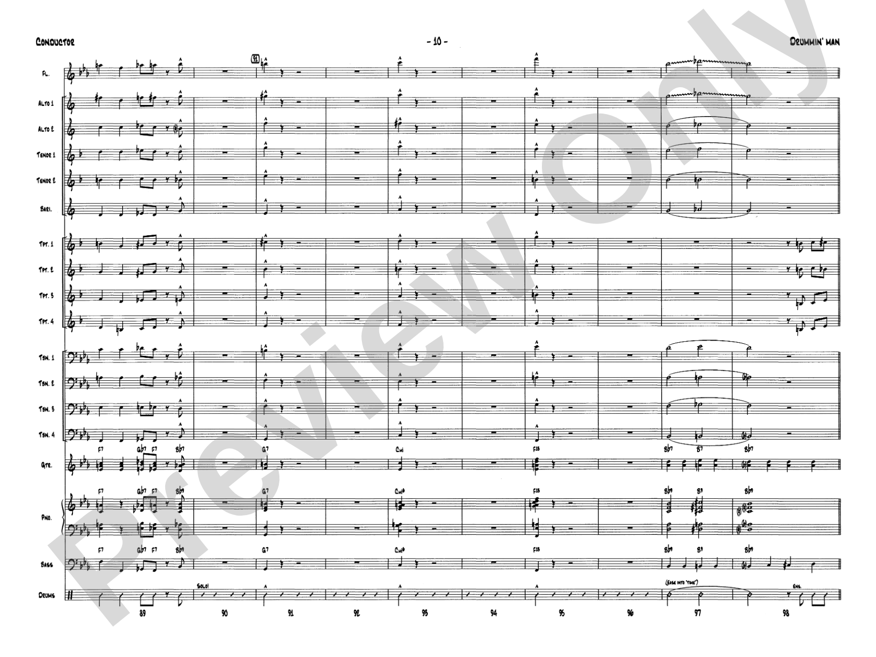 Drummin' Man: Jazz Ensemble Conductor Score & Parts