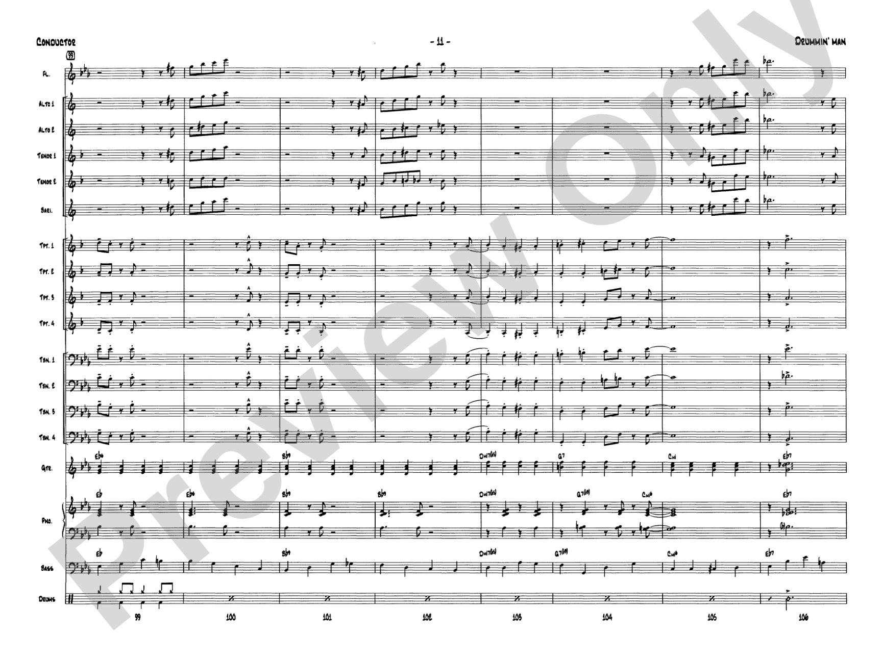 Drummin' Man: Jazz Ensemble Conductor Score & Parts