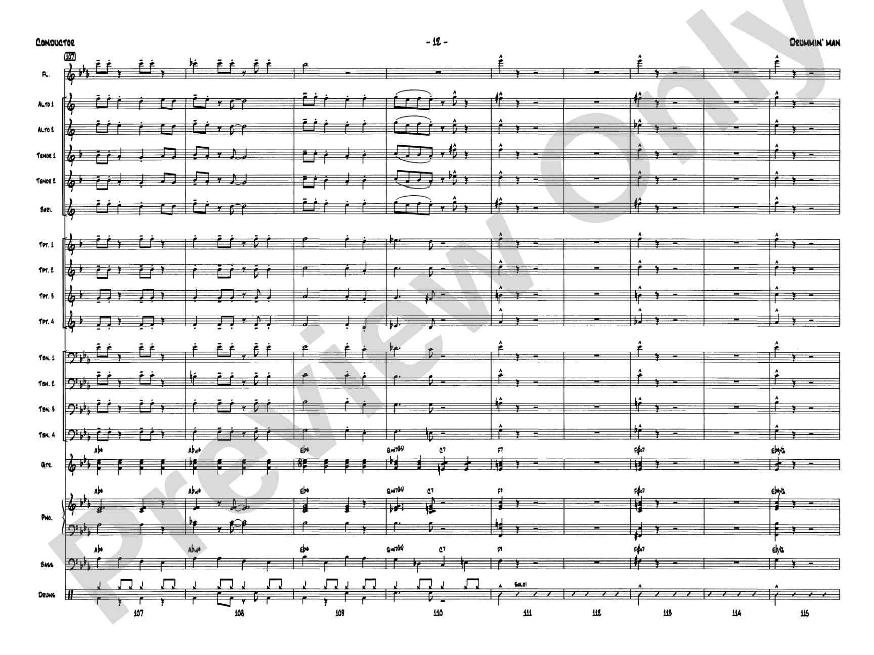 Drummin' Man: Jazz Ensemble Conductor Score & Parts