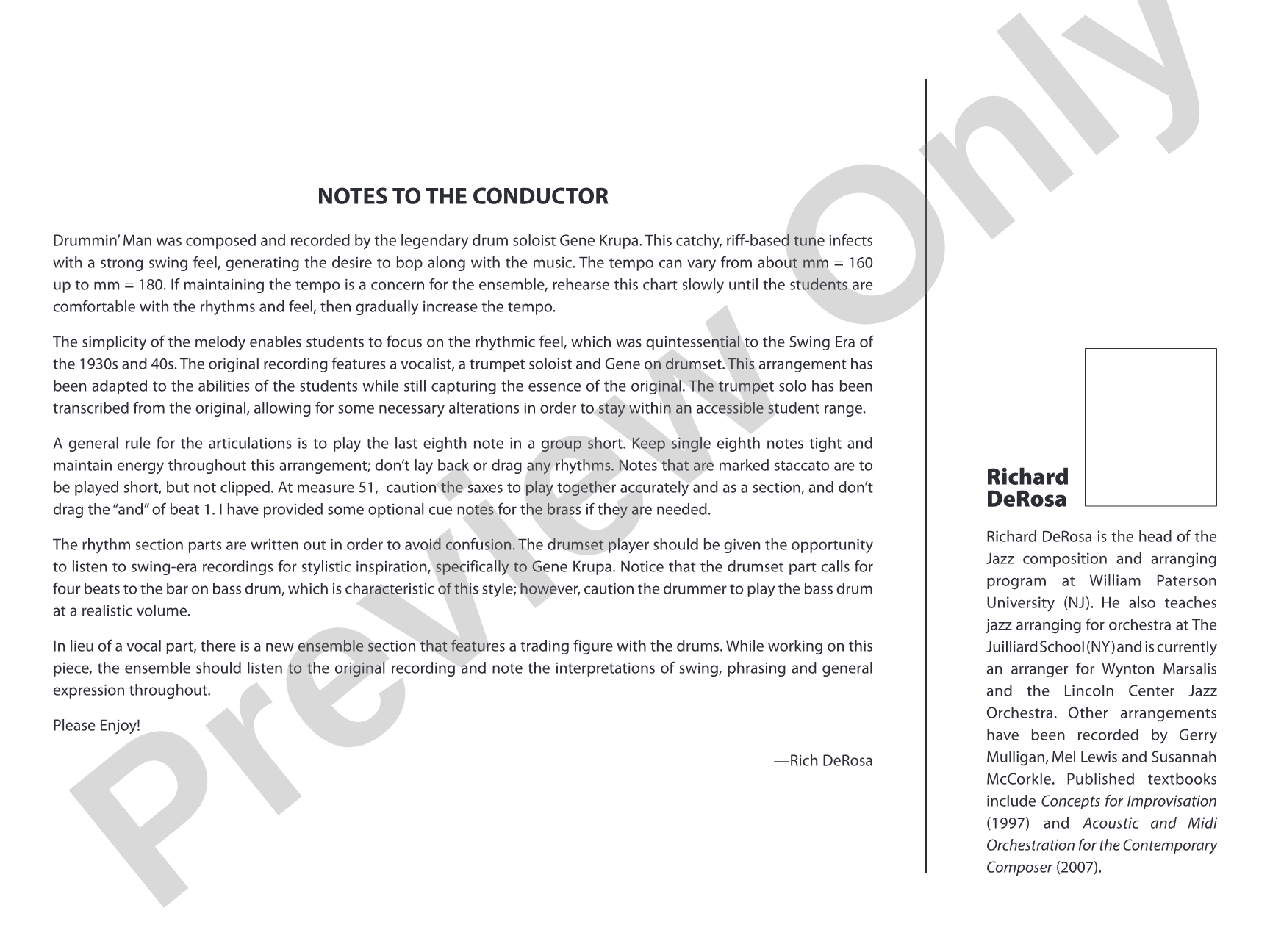 Drummin' Man: Jazz Ensemble Conductor Score & Parts