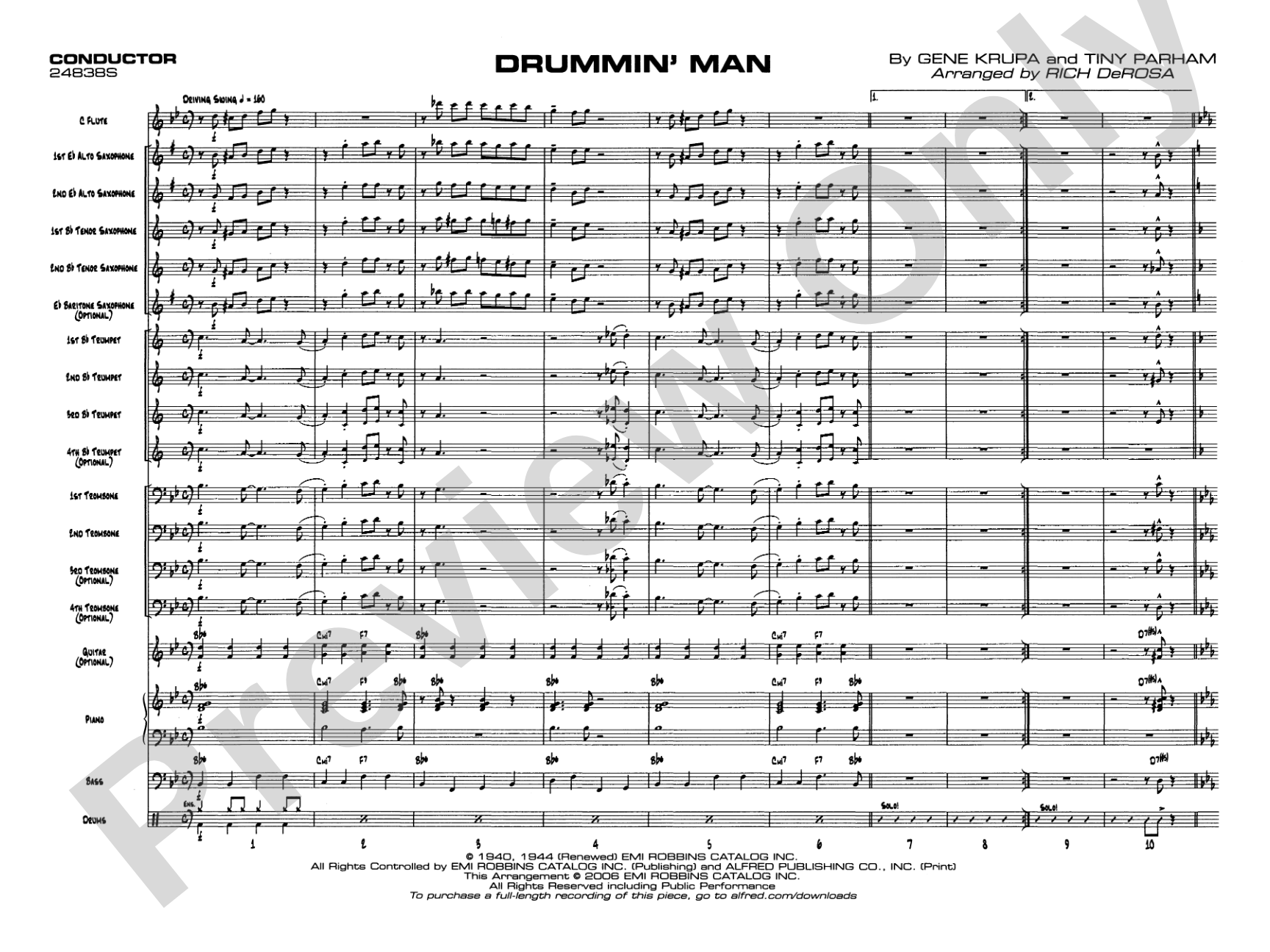 Drummin' Man: Jazz Ensemble Conductor Score & Parts