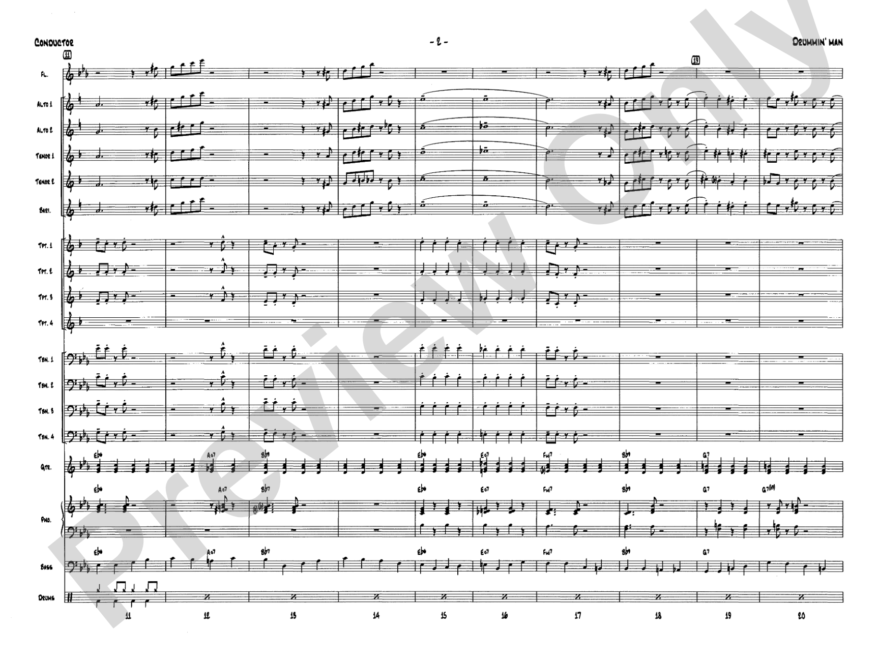 Drummin' Man: Jazz Ensemble Conductor Score & Parts