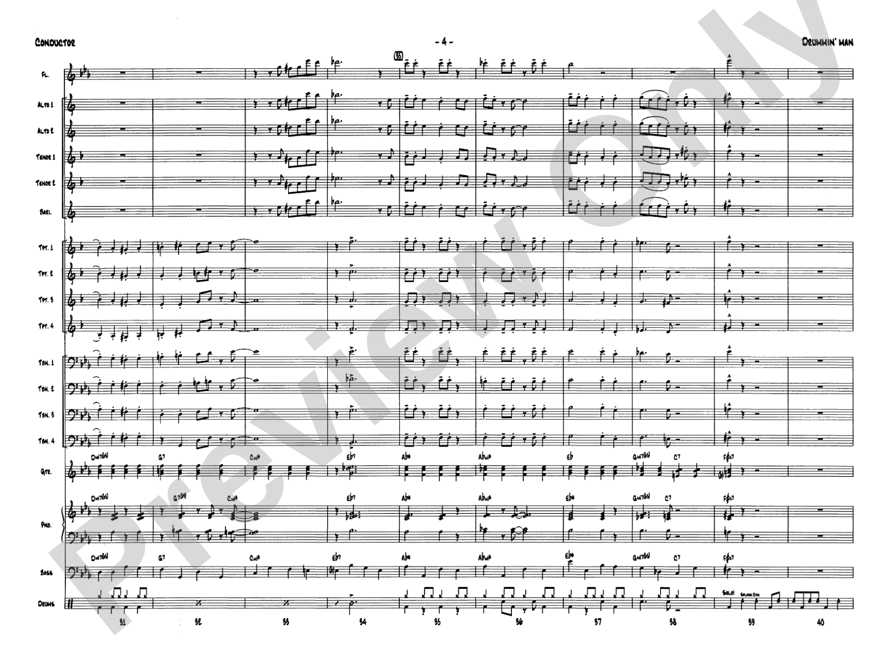 Drummin' Man: Jazz Ensemble Conductor Score & Parts