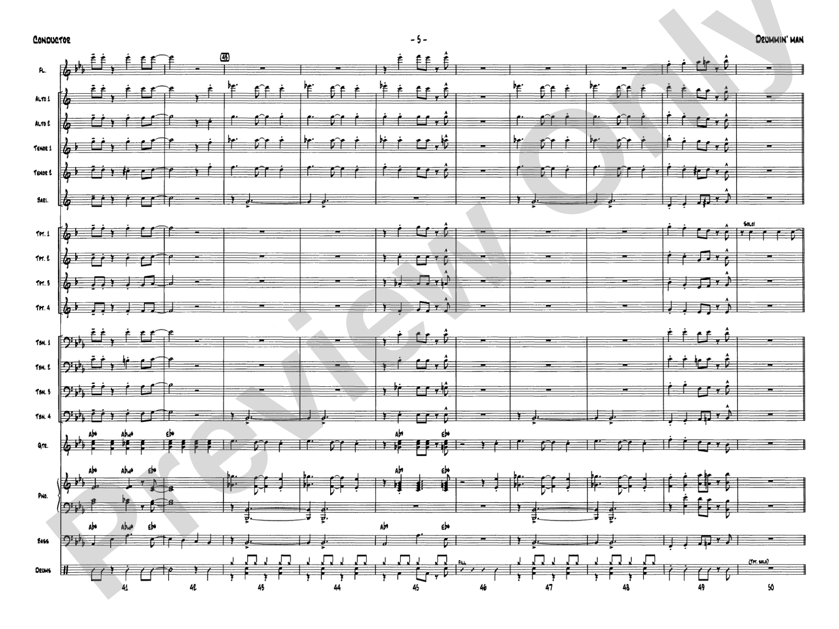Drummin' Man: Jazz Ensemble Conductor Score & Parts