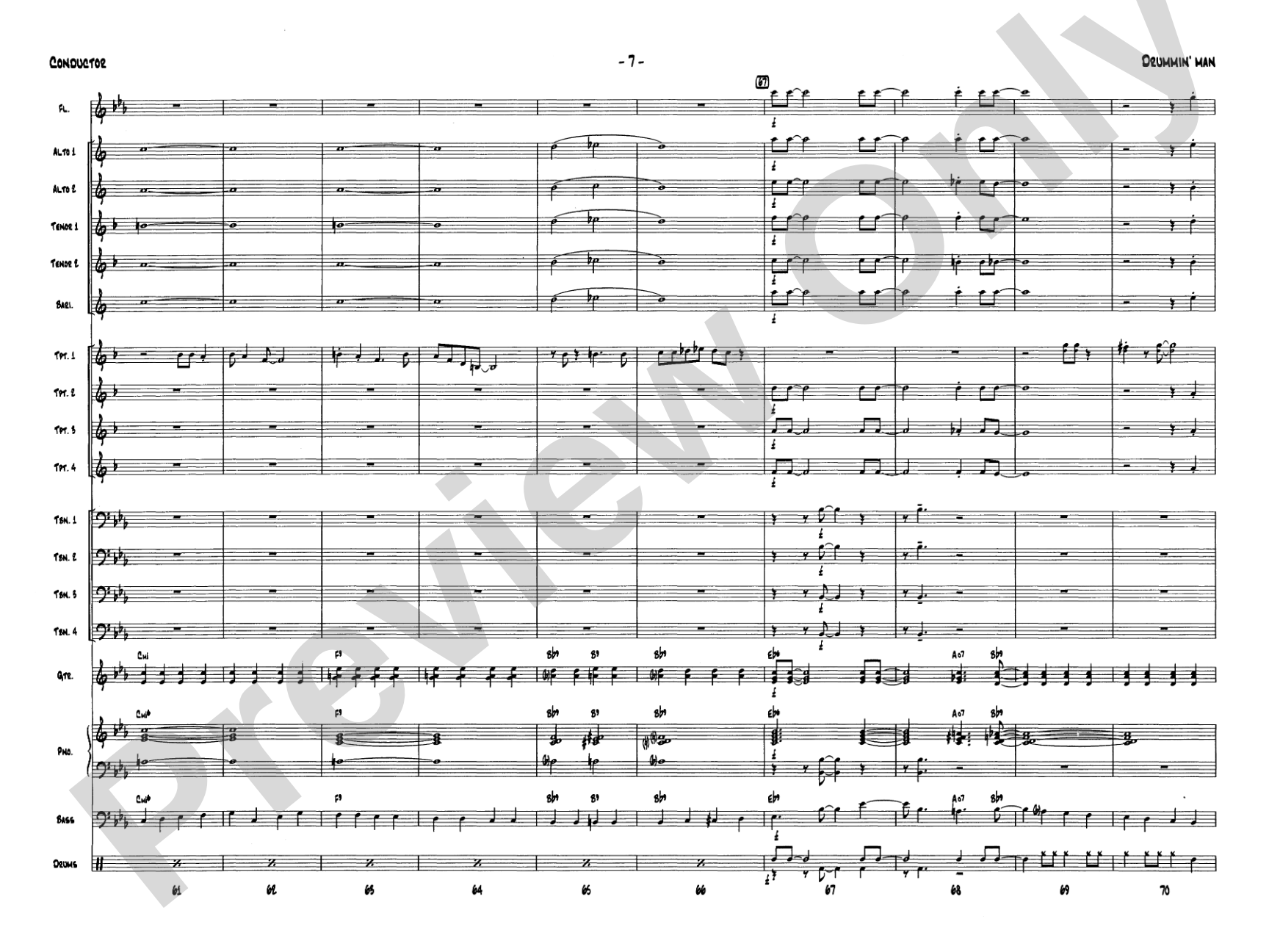 Drummin' Man: Jazz Ensemble Conductor Score & Parts