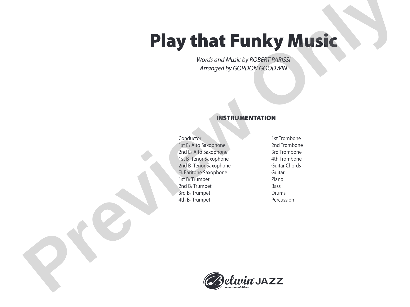 Play That Funky Music: Jazz Ensemble Conductor Score & Parts