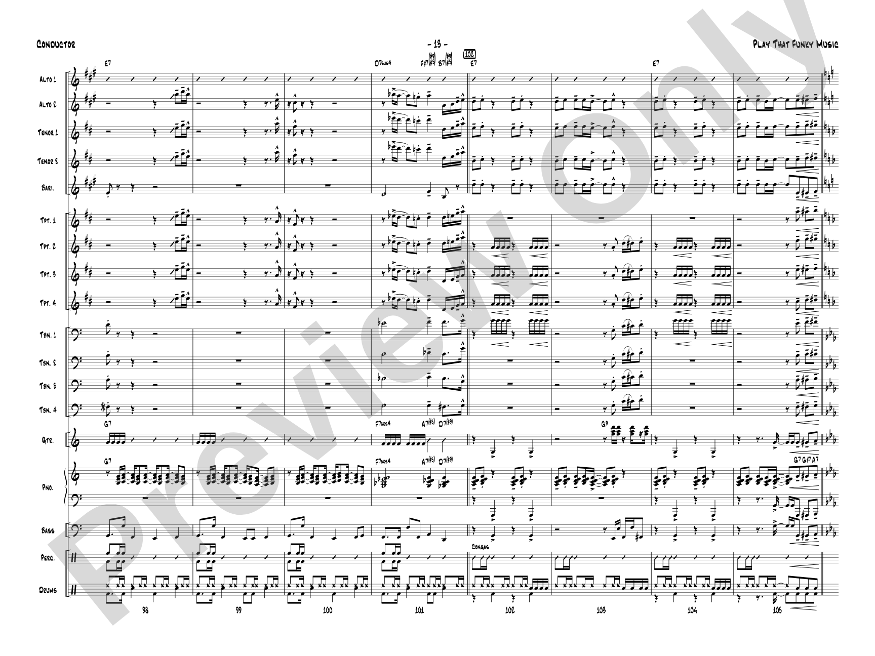 Play That Funky Music: Jazz Ensemble Conductor Score & Parts
