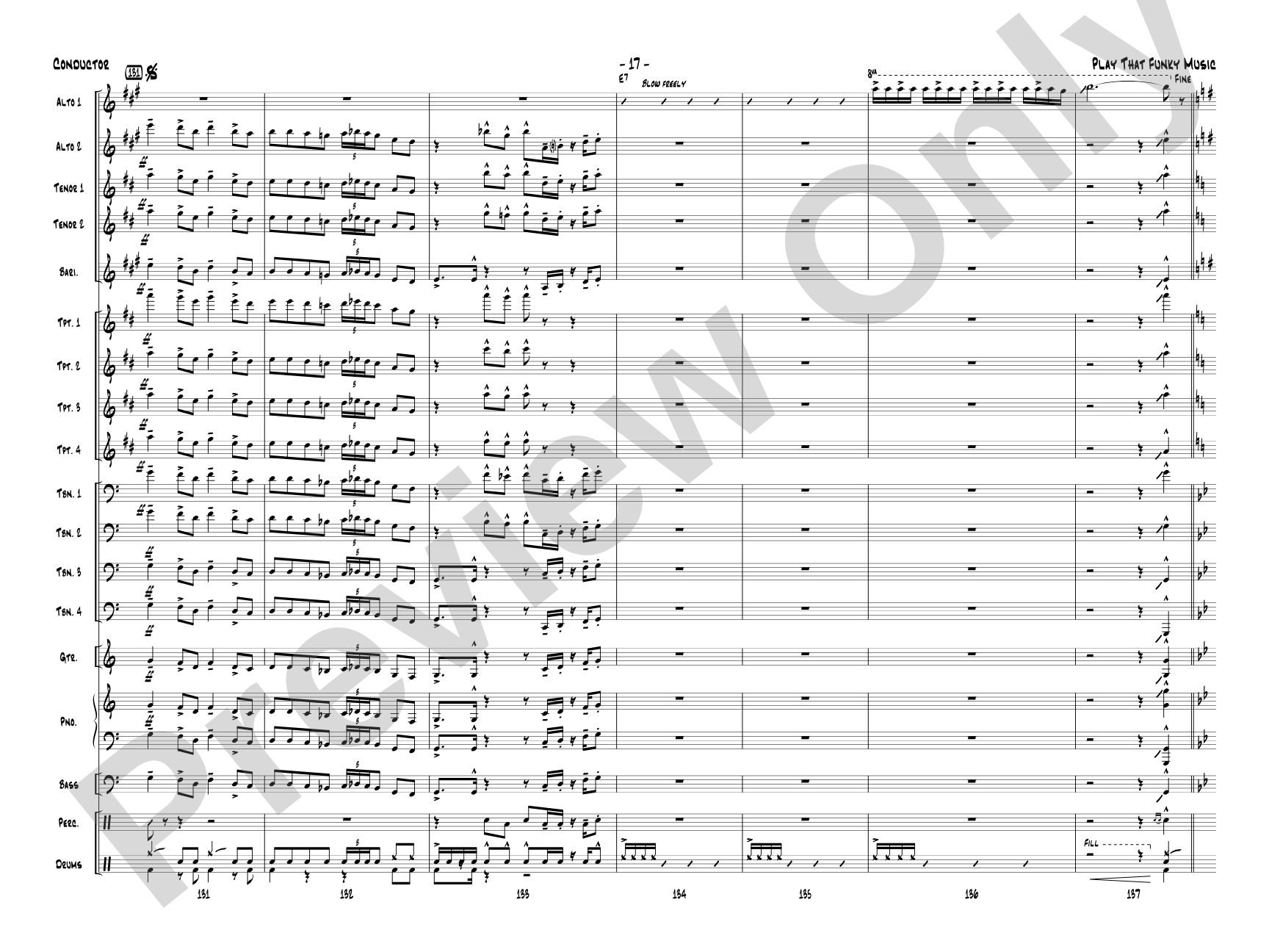 Play That Funky Music: Jazz Ensemble Conductor Score & Parts