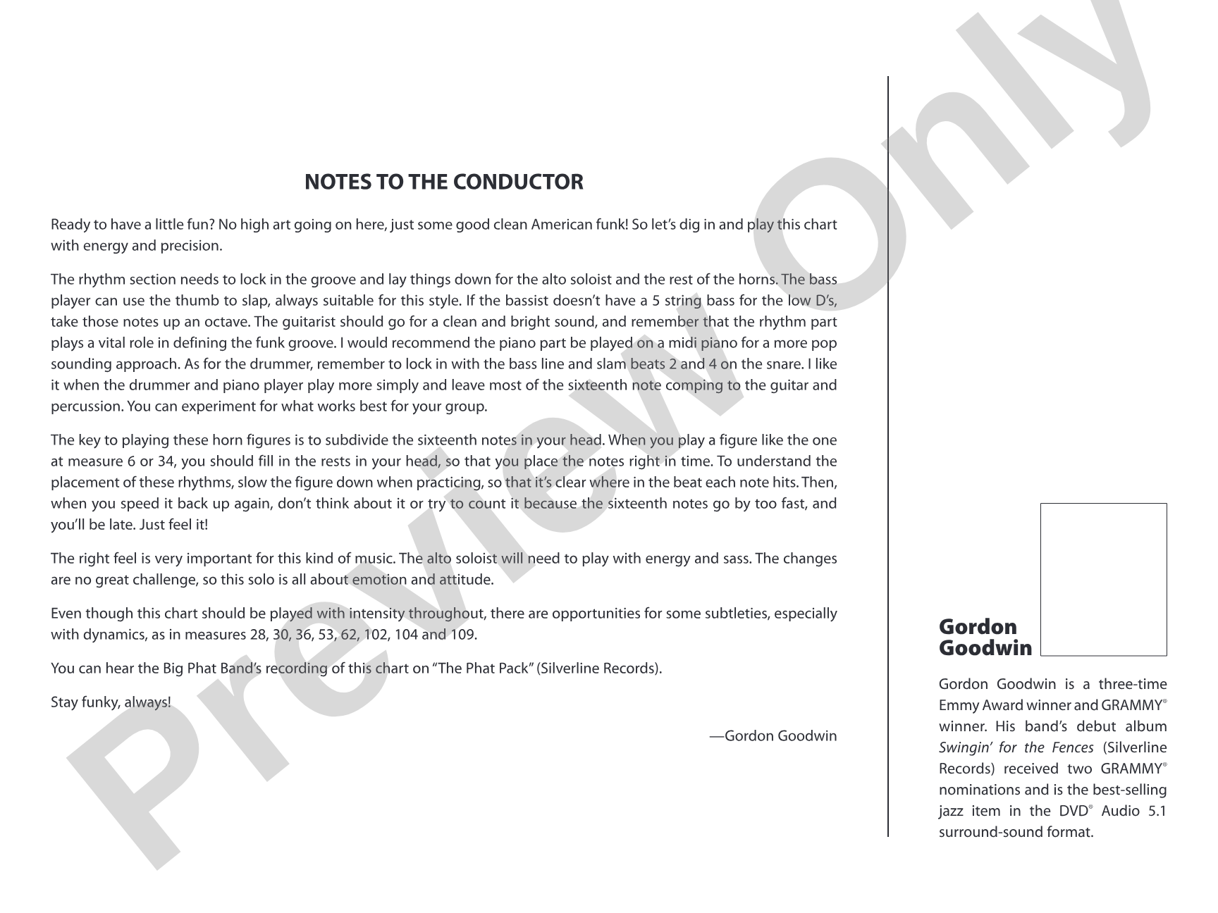 Play That Funky Music: Jazz Ensemble Conductor Score & Parts