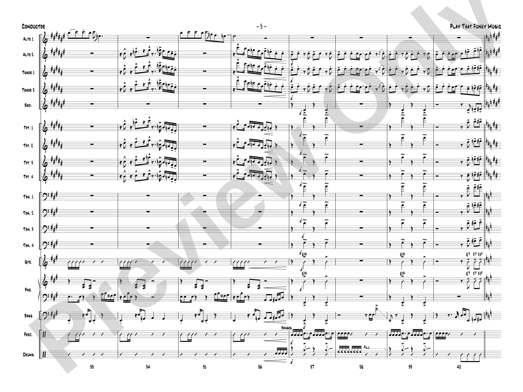 Play That Funky Music: Jazz Ensemble Conductor Score & Parts