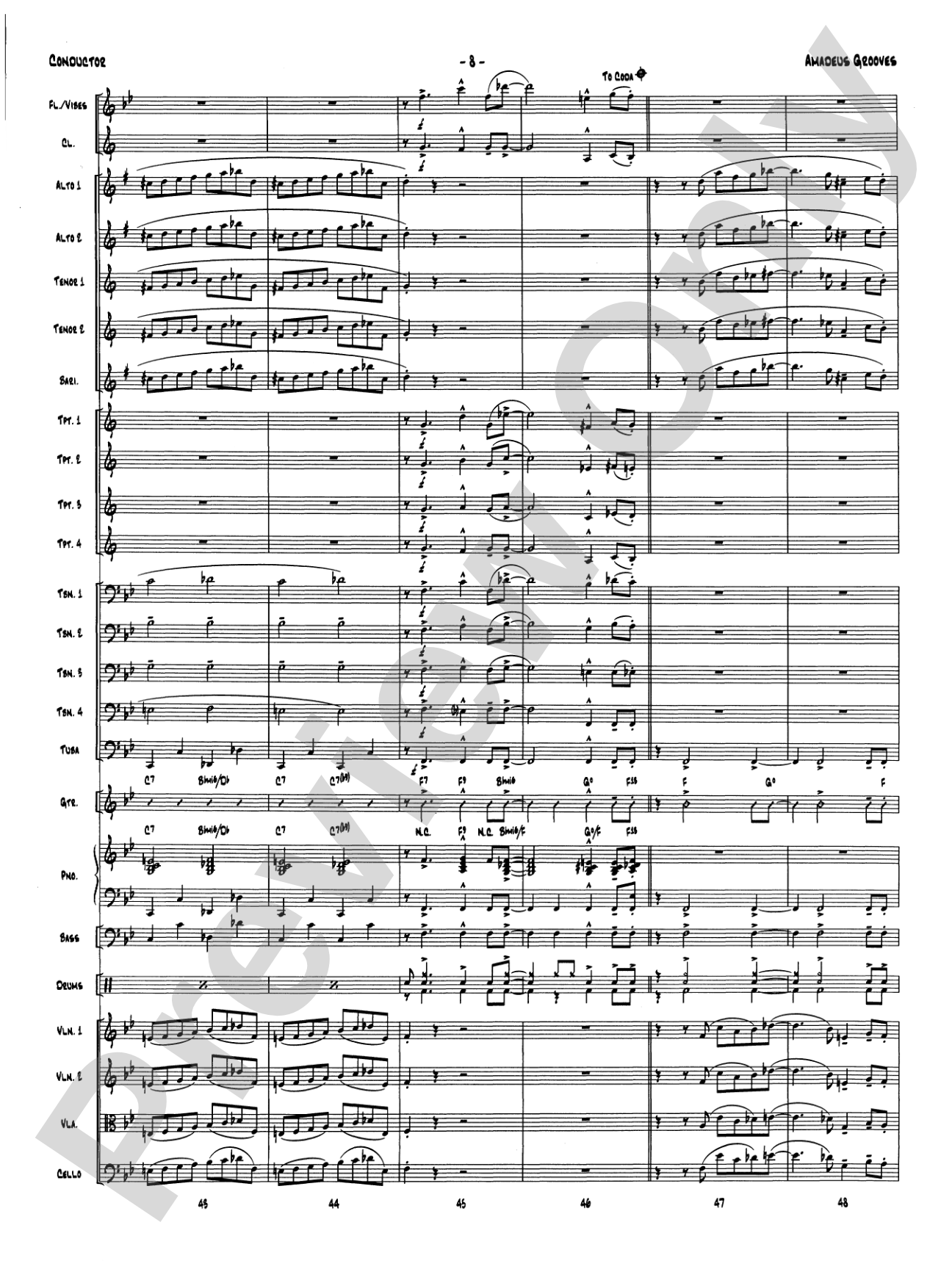 Amadeus Grooves: Jazz Ensemble Conductor Score & Parts