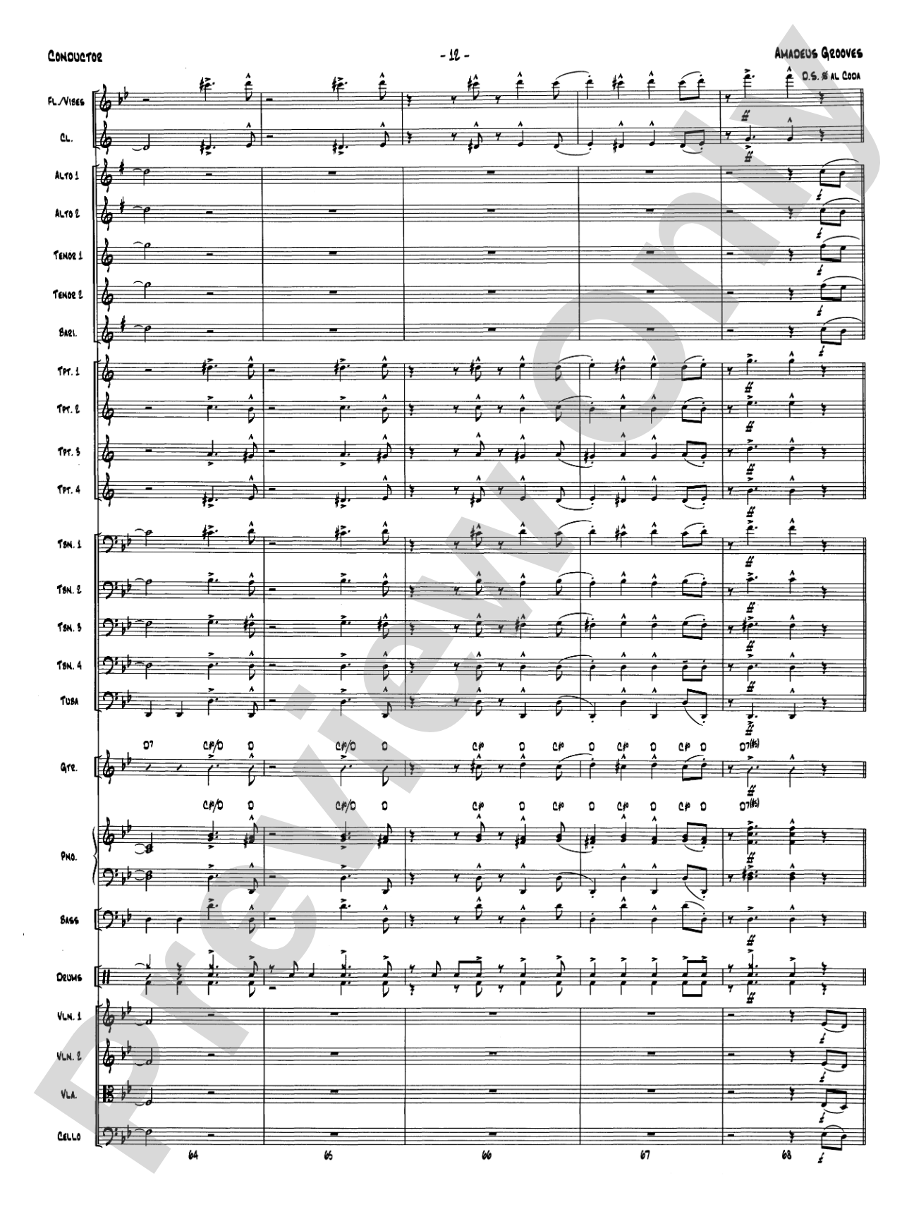 Amadeus Grooves: Jazz Ensemble Conductor Score & Parts