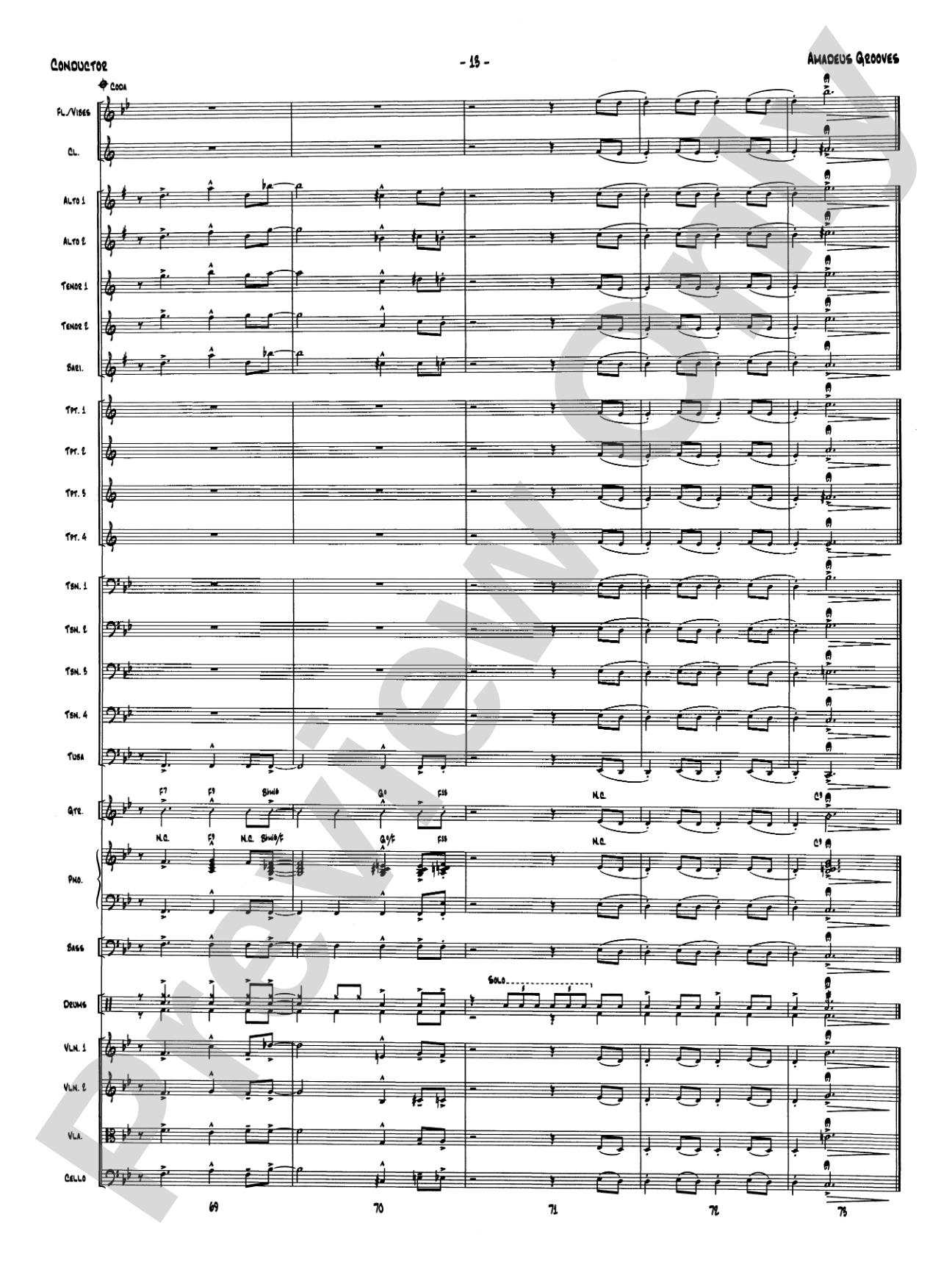 Amadeus Grooves: Jazz Ensemble Conductor Score & Parts