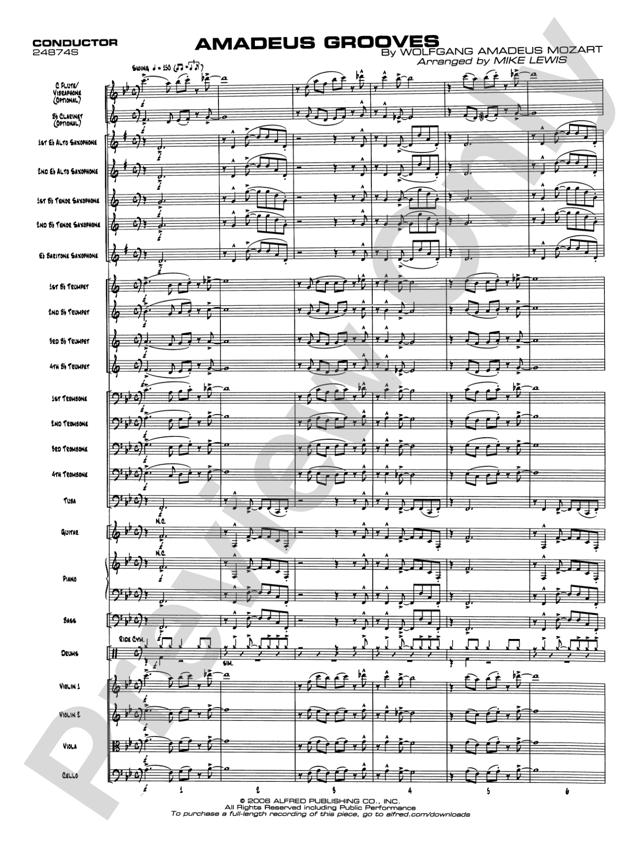 Amadeus Grooves: Jazz Ensemble Conductor Score & Parts