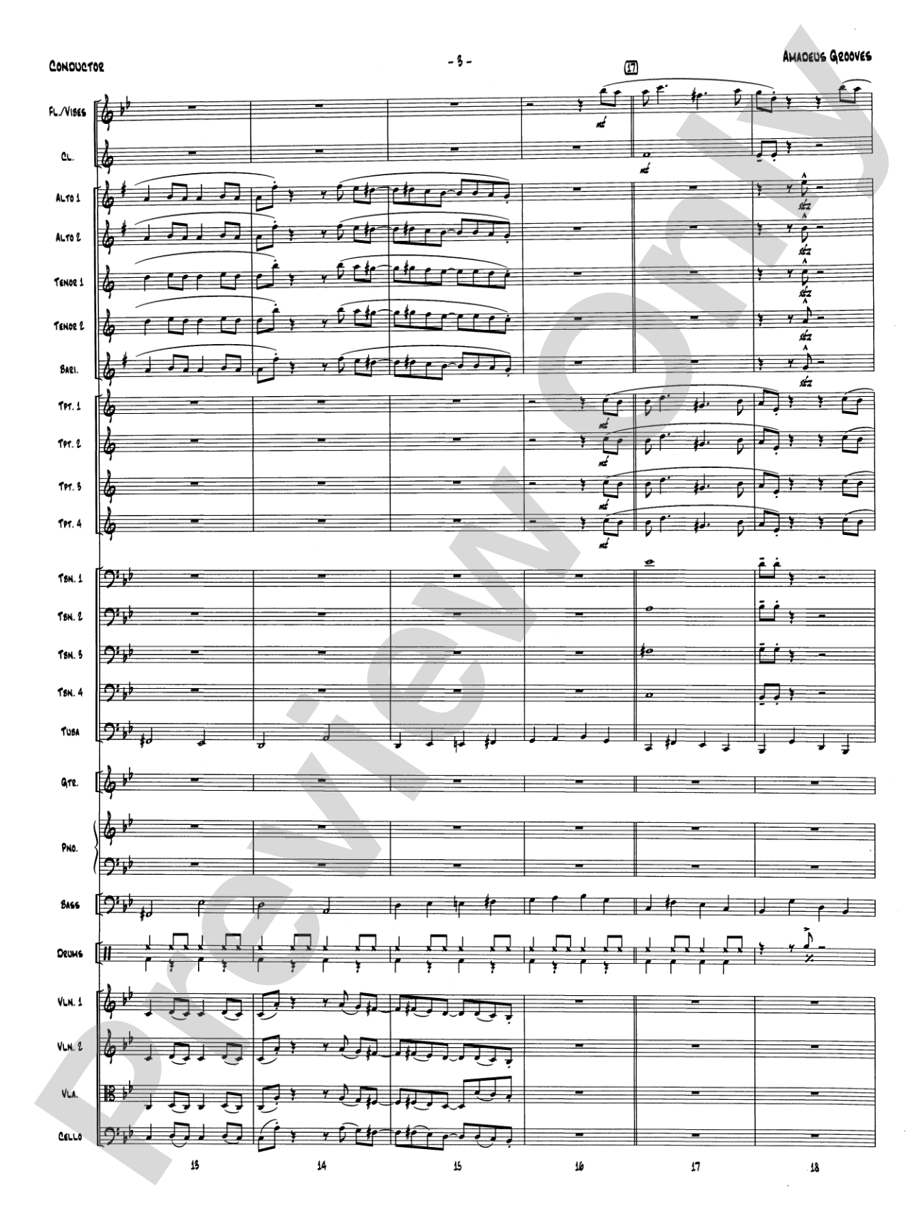 Amadeus Grooves: Jazz Ensemble Conductor Score & Parts