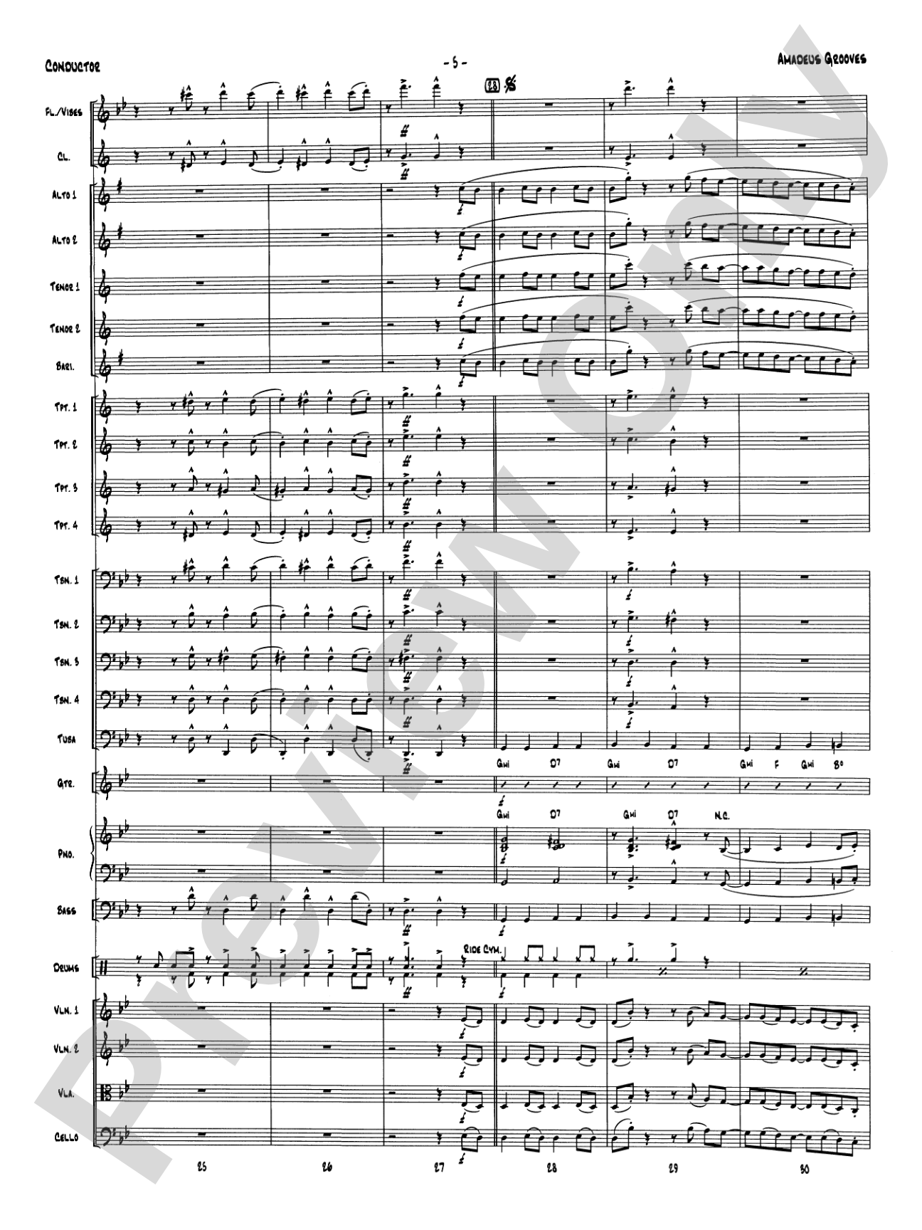 Amadeus Grooves: Jazz Ensemble Conductor Score & Parts