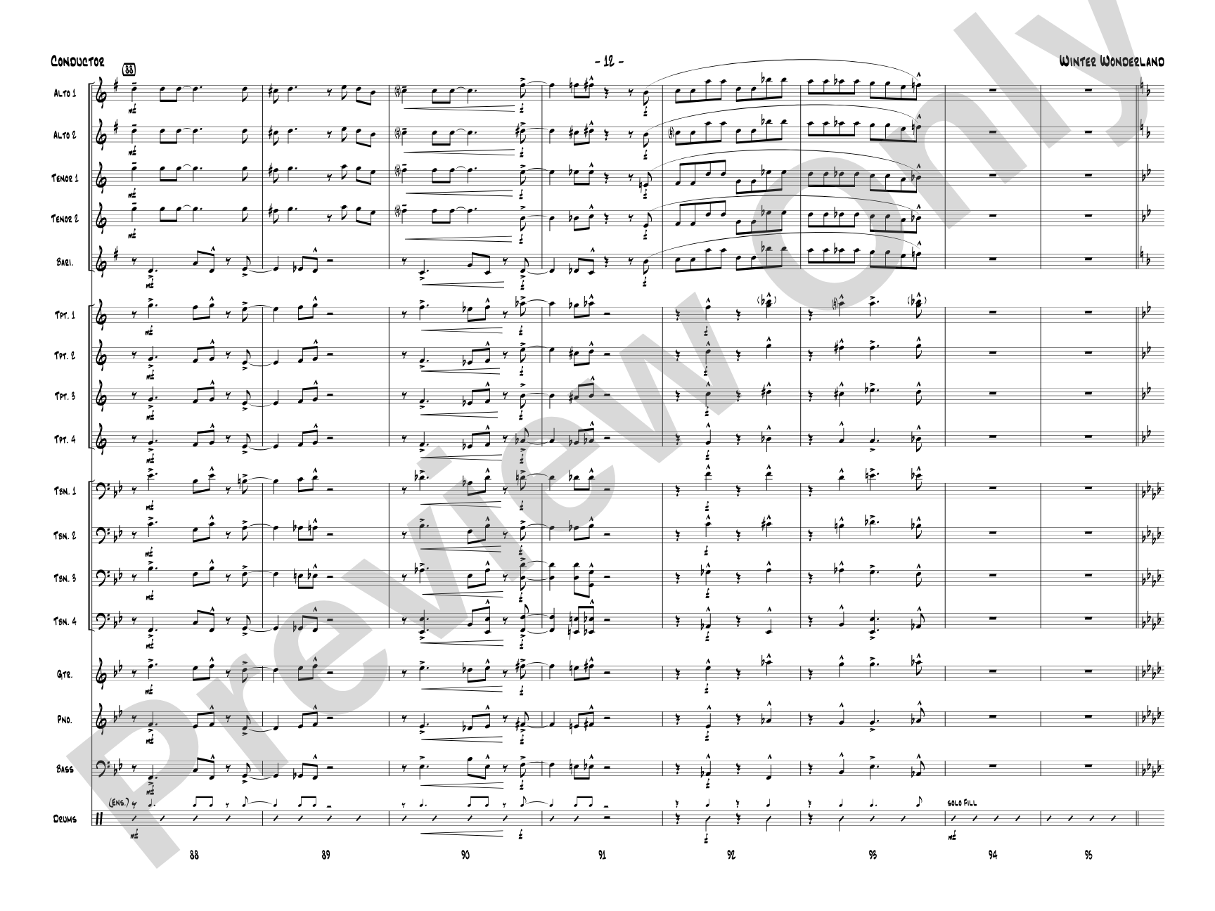 Winter Wonderland: Jazz Ensemble Conductor Score & Parts