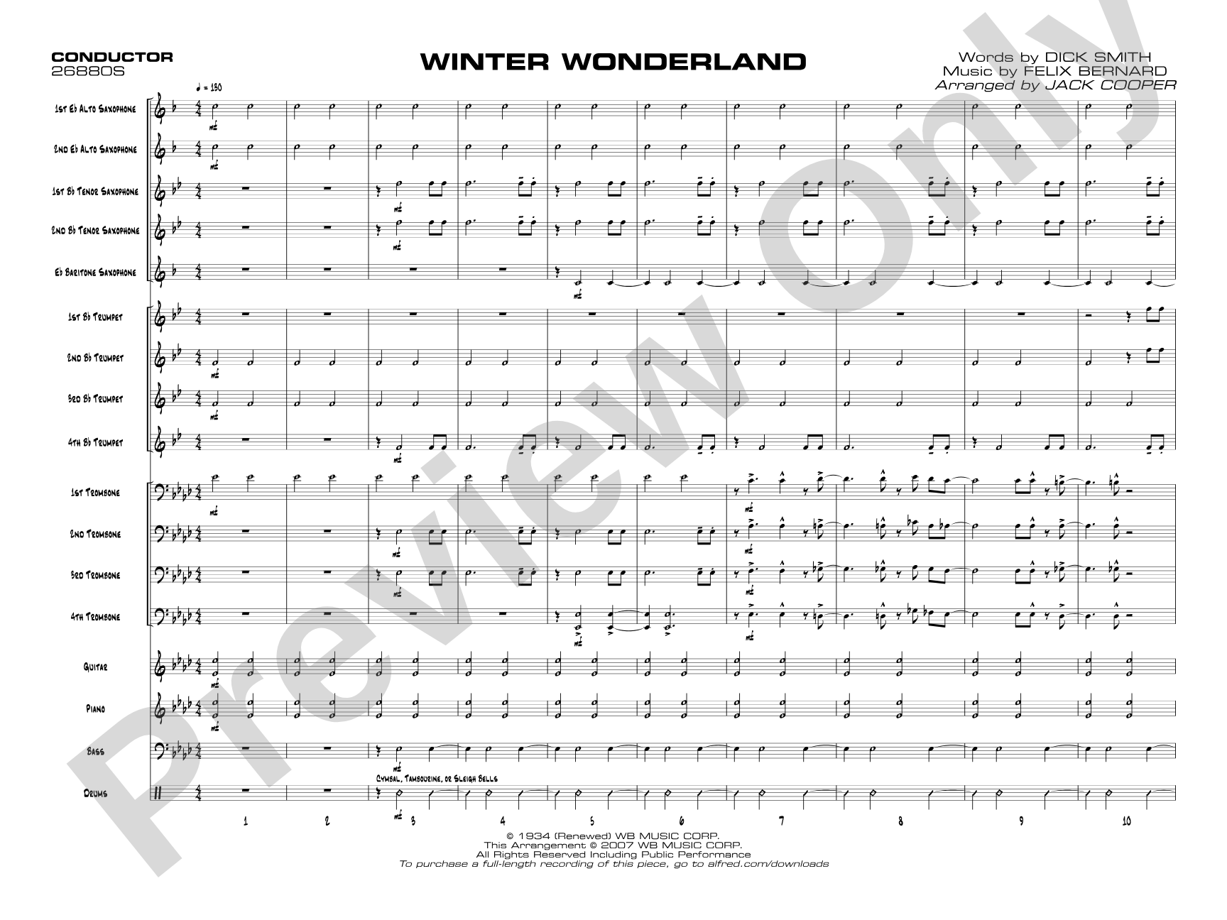 Winter Wonderland: Jazz Ensemble Conductor Score & Parts