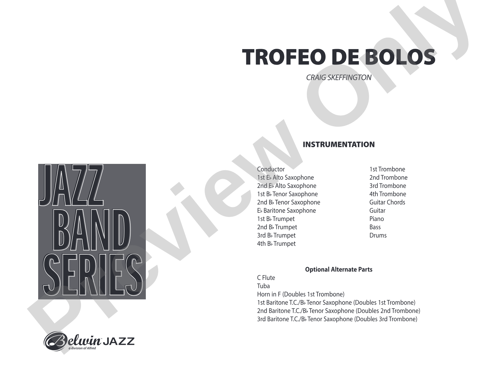 Trofeo de Bolos: Jazz Ensemble Conductor Score & Parts