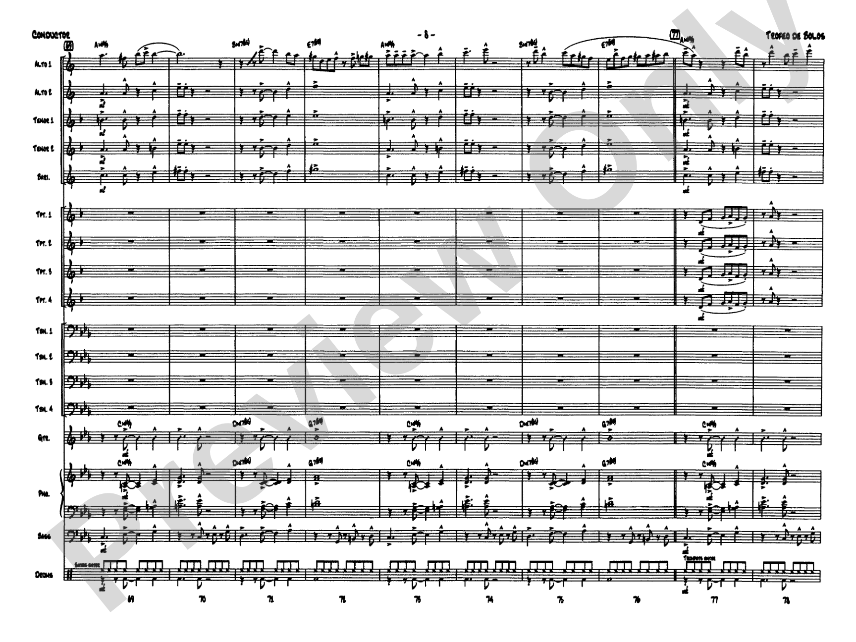 Trofeo de Bolos: Jazz Ensemble Conductor Score & Parts