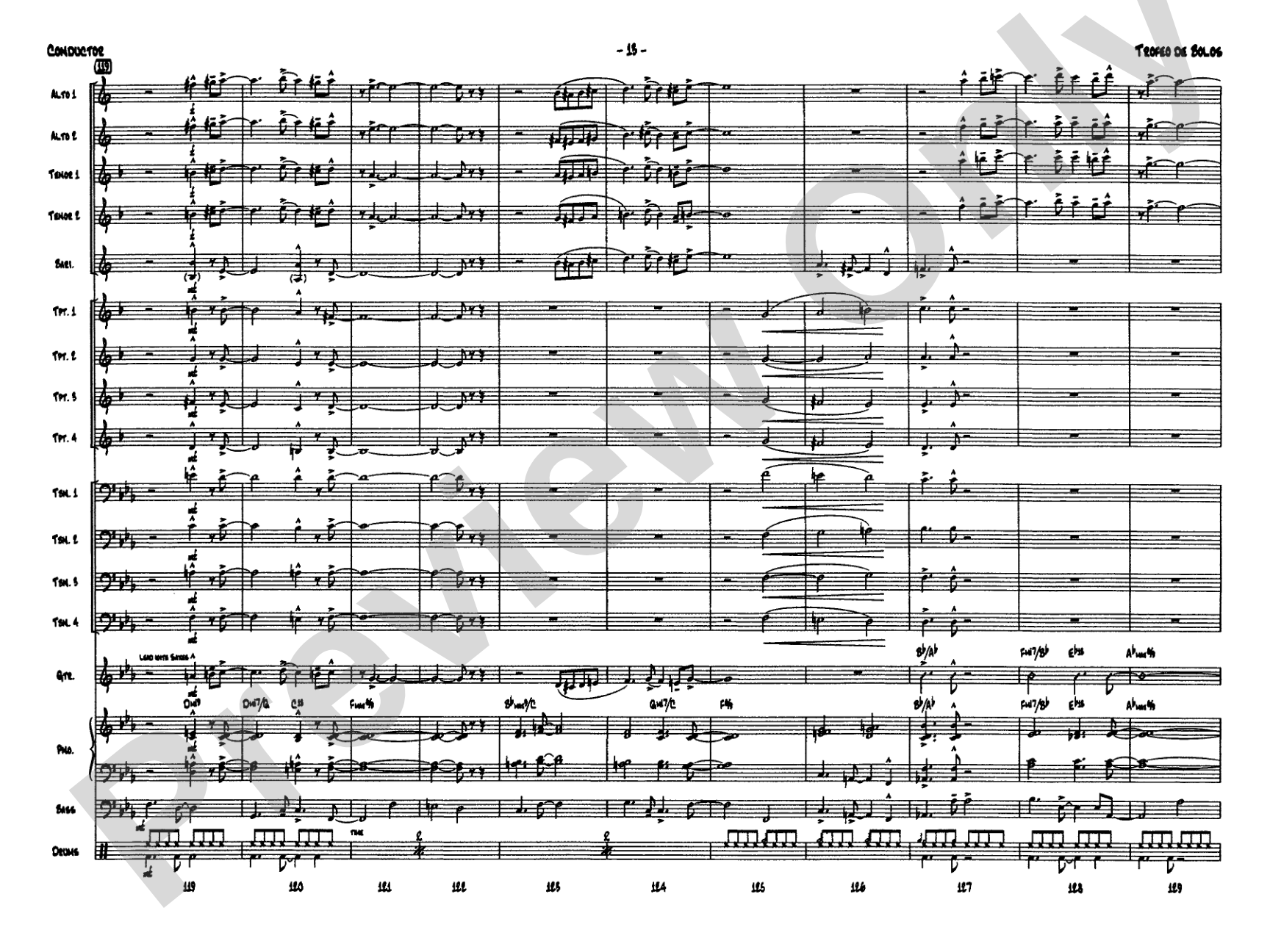 Trofeo de Bolos: Jazz Ensemble Conductor Score & Parts