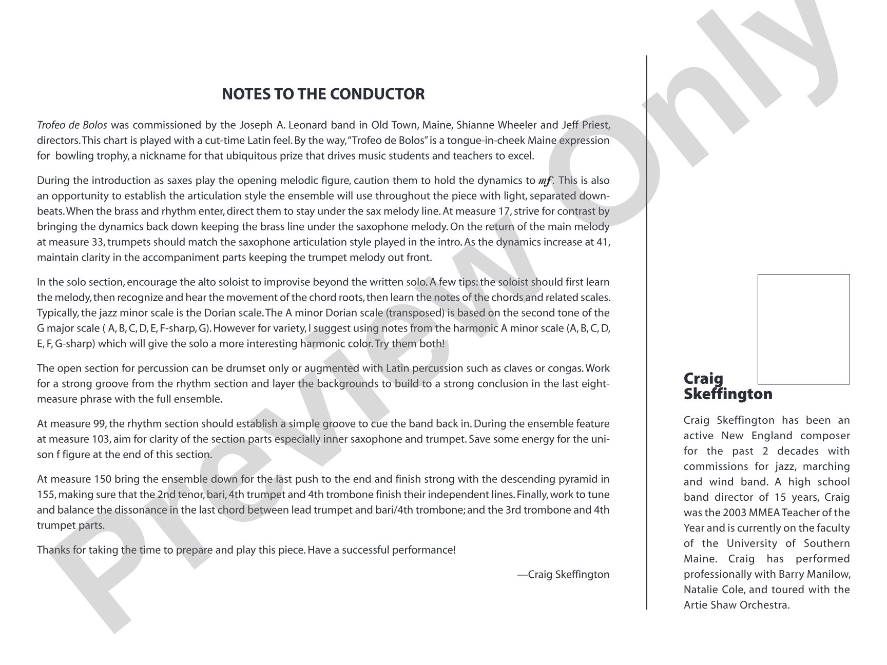 Trofeo de Bolos: Jazz Ensemble Conductor Score & Parts