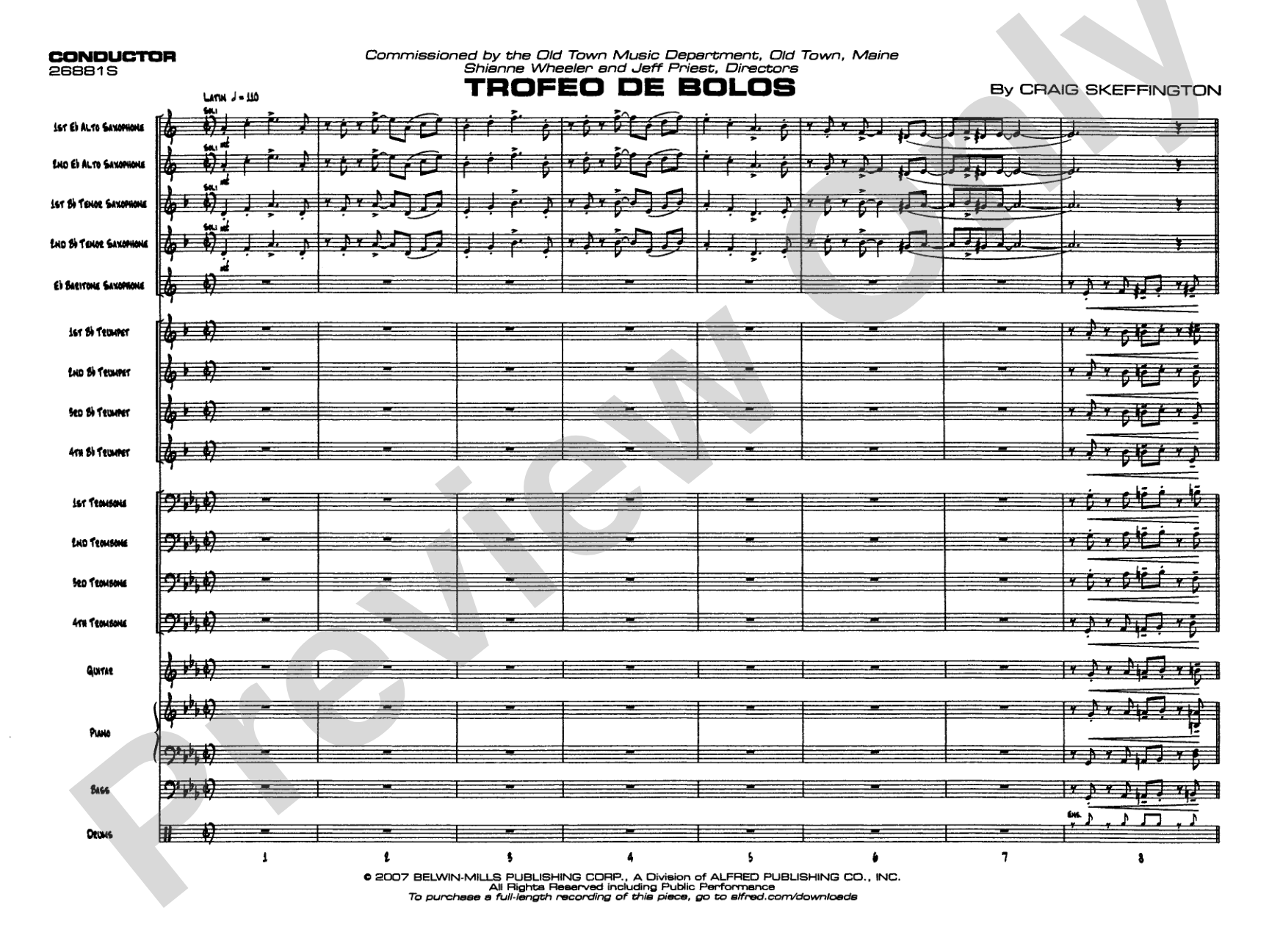 Trofeo de Bolos: Jazz Ensemble Conductor Score & Parts