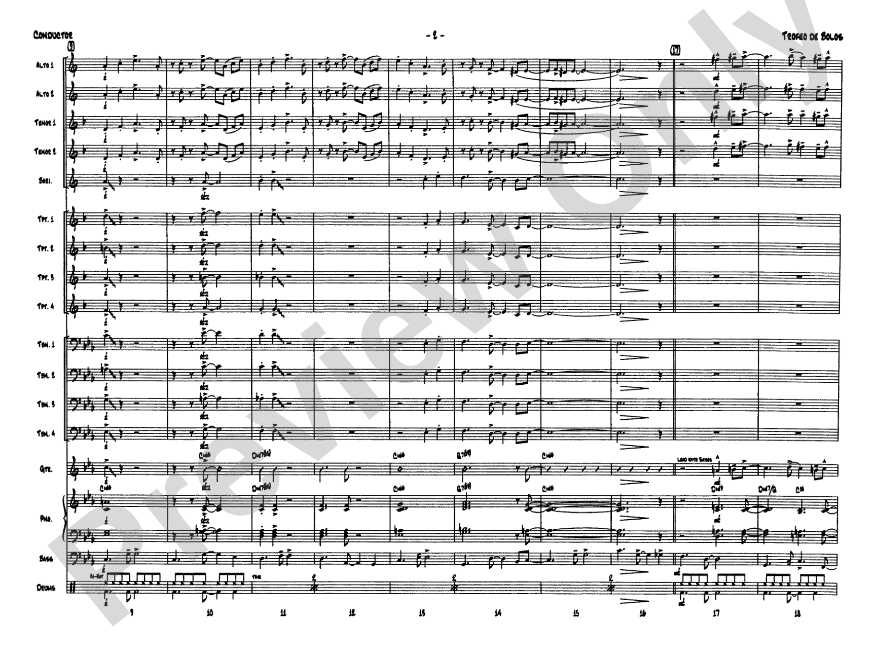 Trofeo de Bolos: Jazz Ensemble Conductor Score & Parts