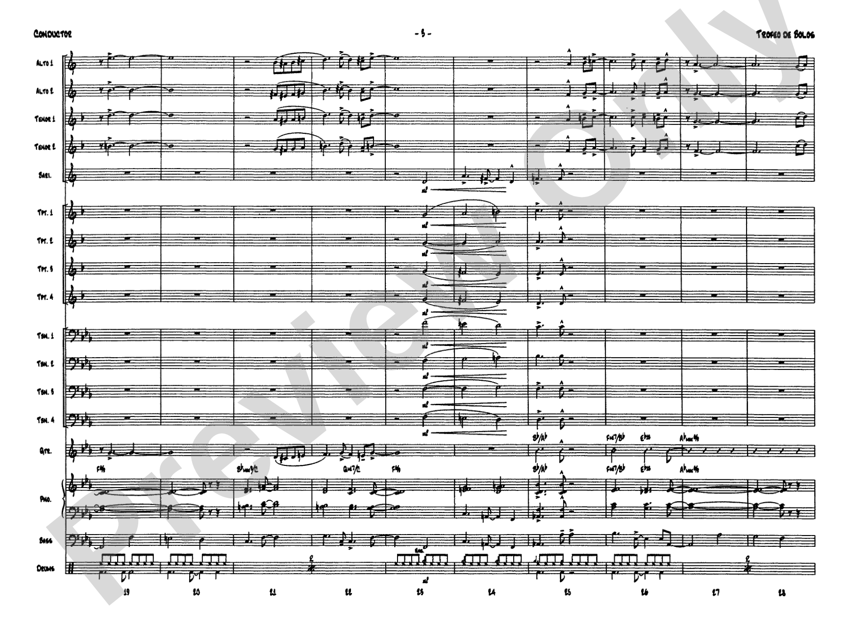 Trofeo de Bolos: Jazz Ensemble Conductor Score & Parts