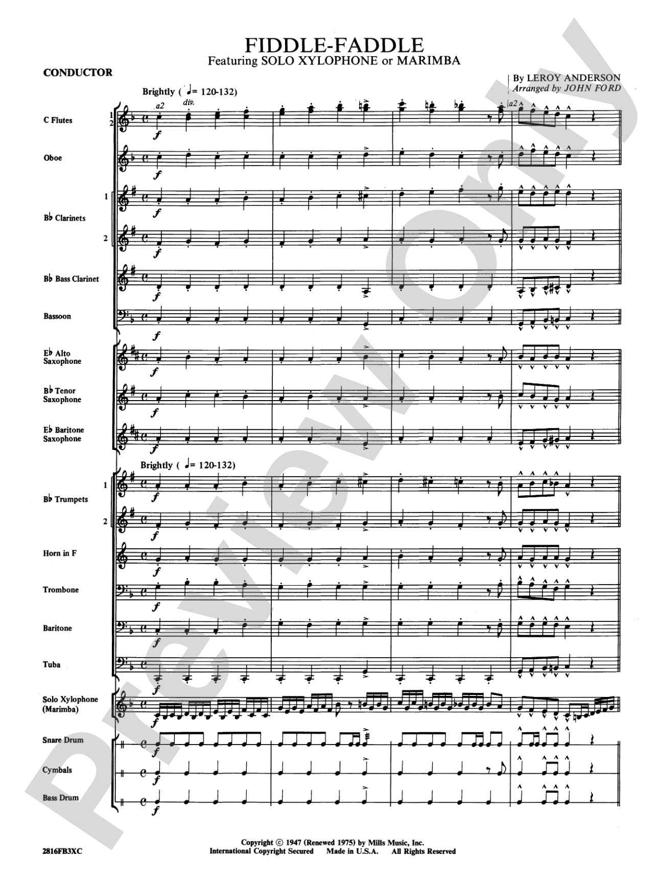 Fiddle-Faddle: Concert Band Conductor Score & Parts