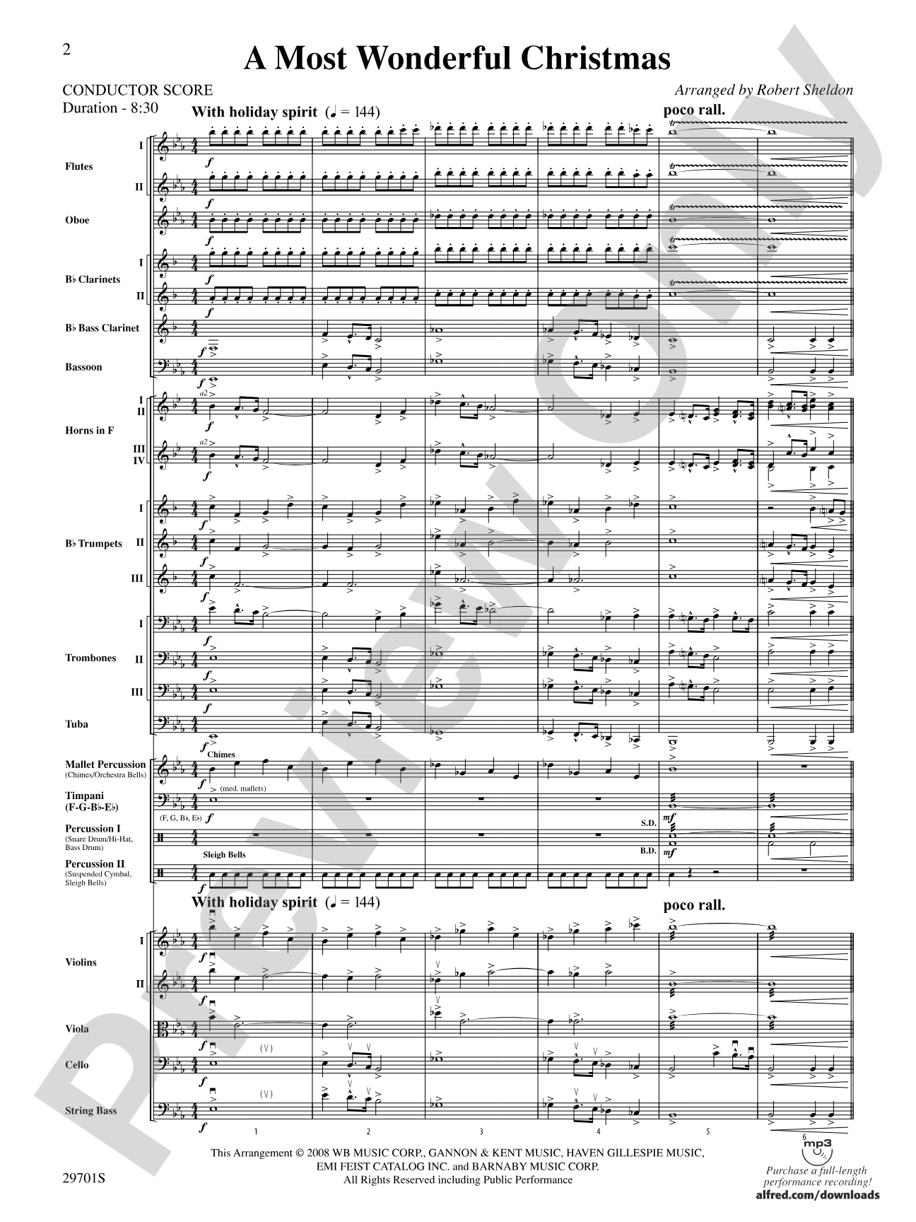 A Most Wonderful Christmas: Full Orchestra Conductor Score & Parts