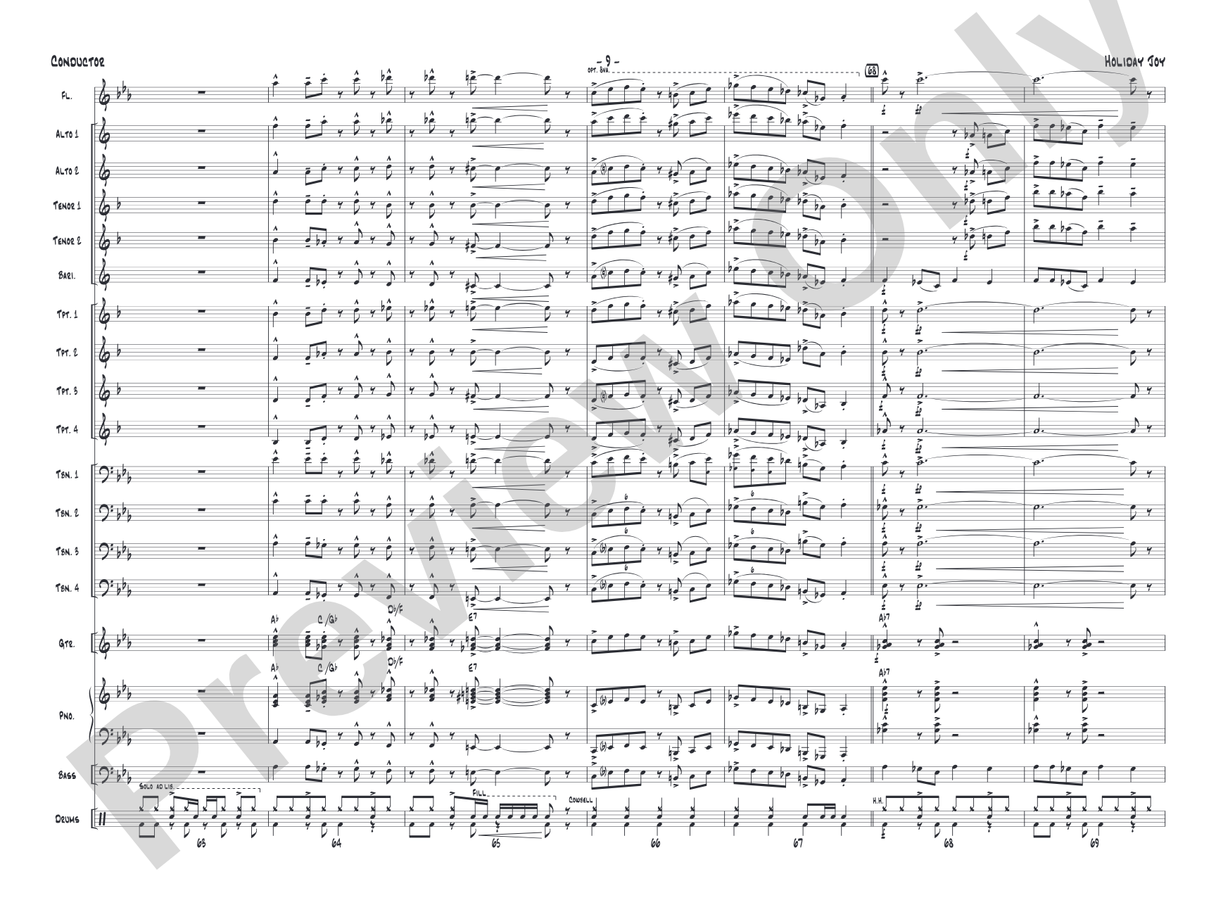 Holiday Joy: Jazz Ensemble Conductor Score & Parts
