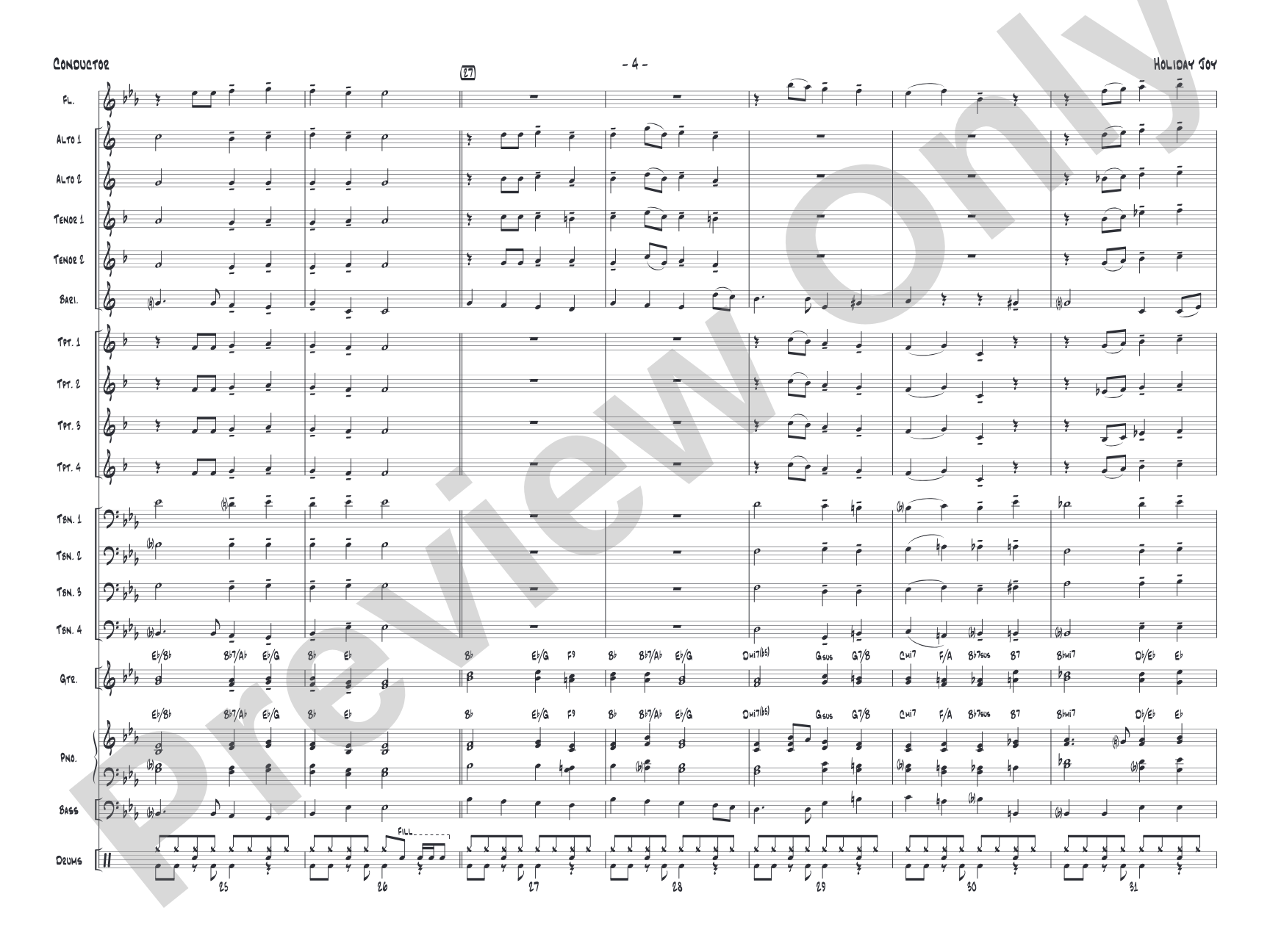 Holiday Joy: Jazz Ensemble Conductor Score & Parts