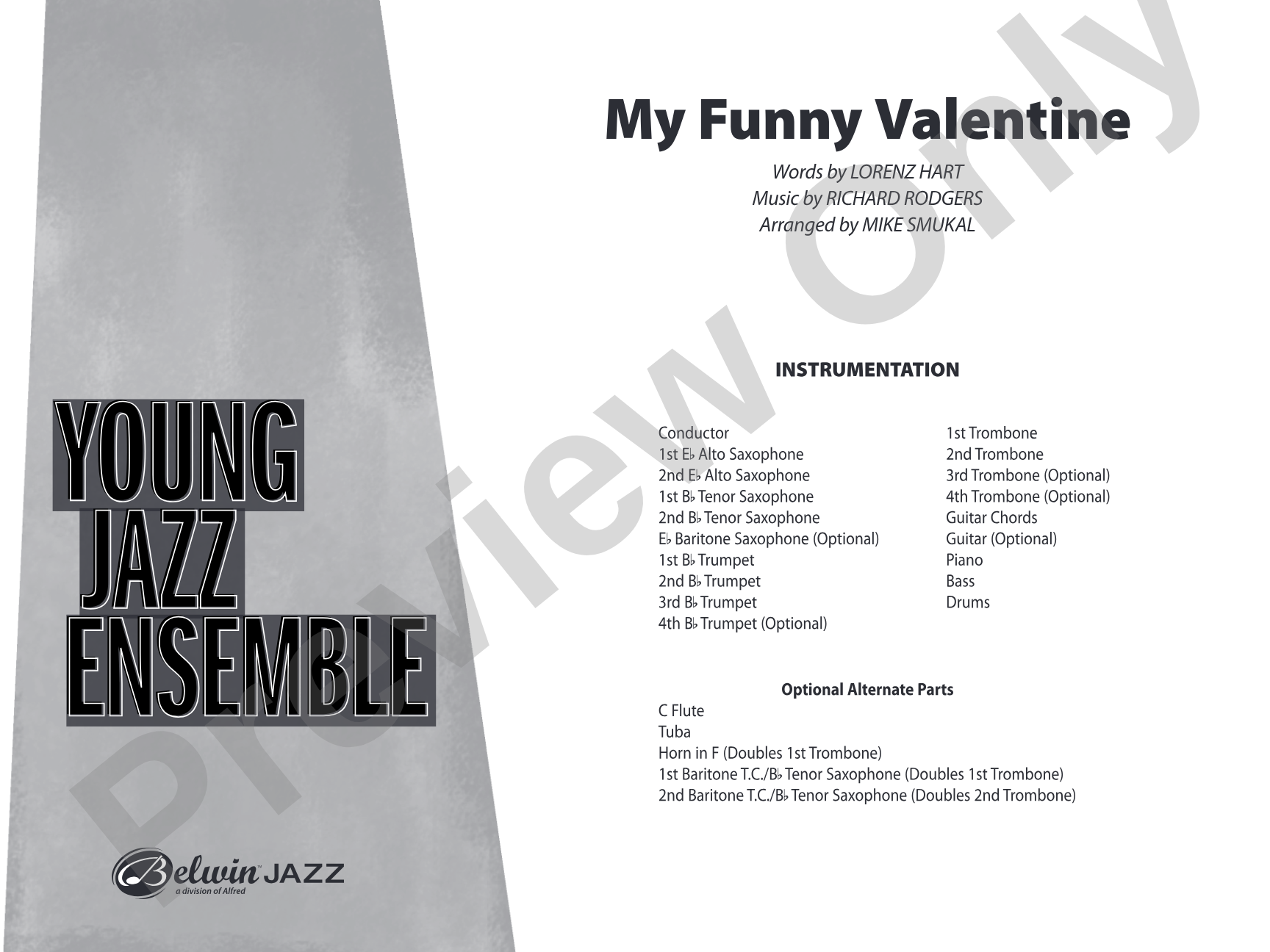 My Funny Valentine: Jazz Ensemble Conductor Score & Parts
