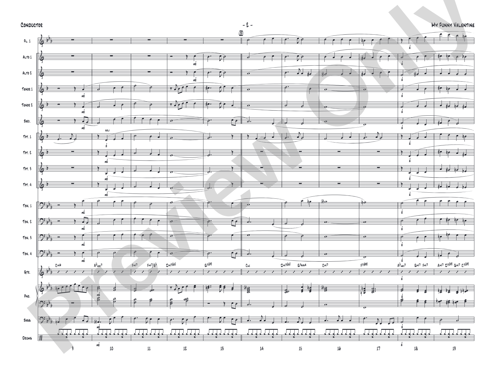 My Funny Valentine: Jazz Ensemble Conductor Score & Parts