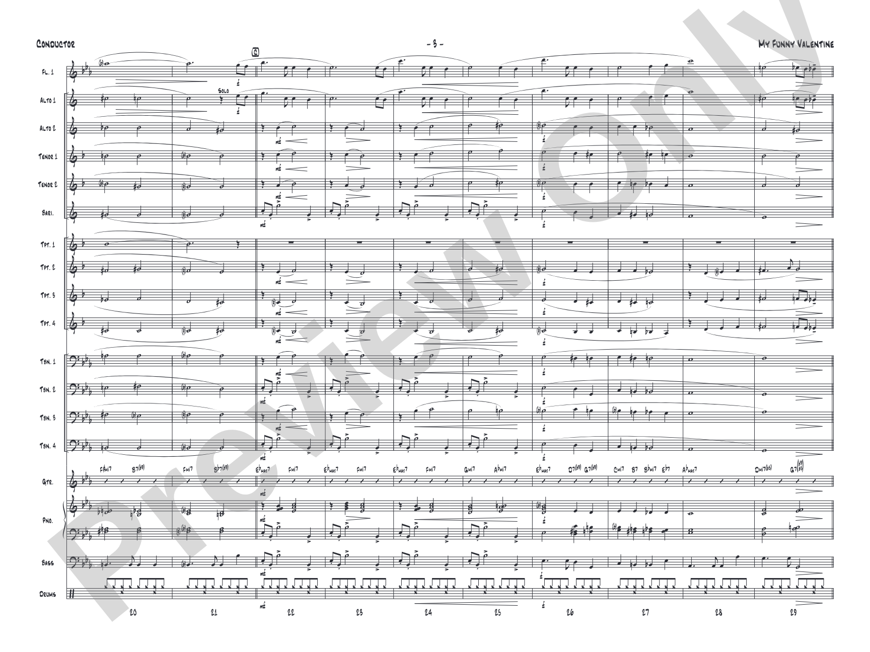 My Funny Valentine: Jazz Ensemble Conductor Score & Parts