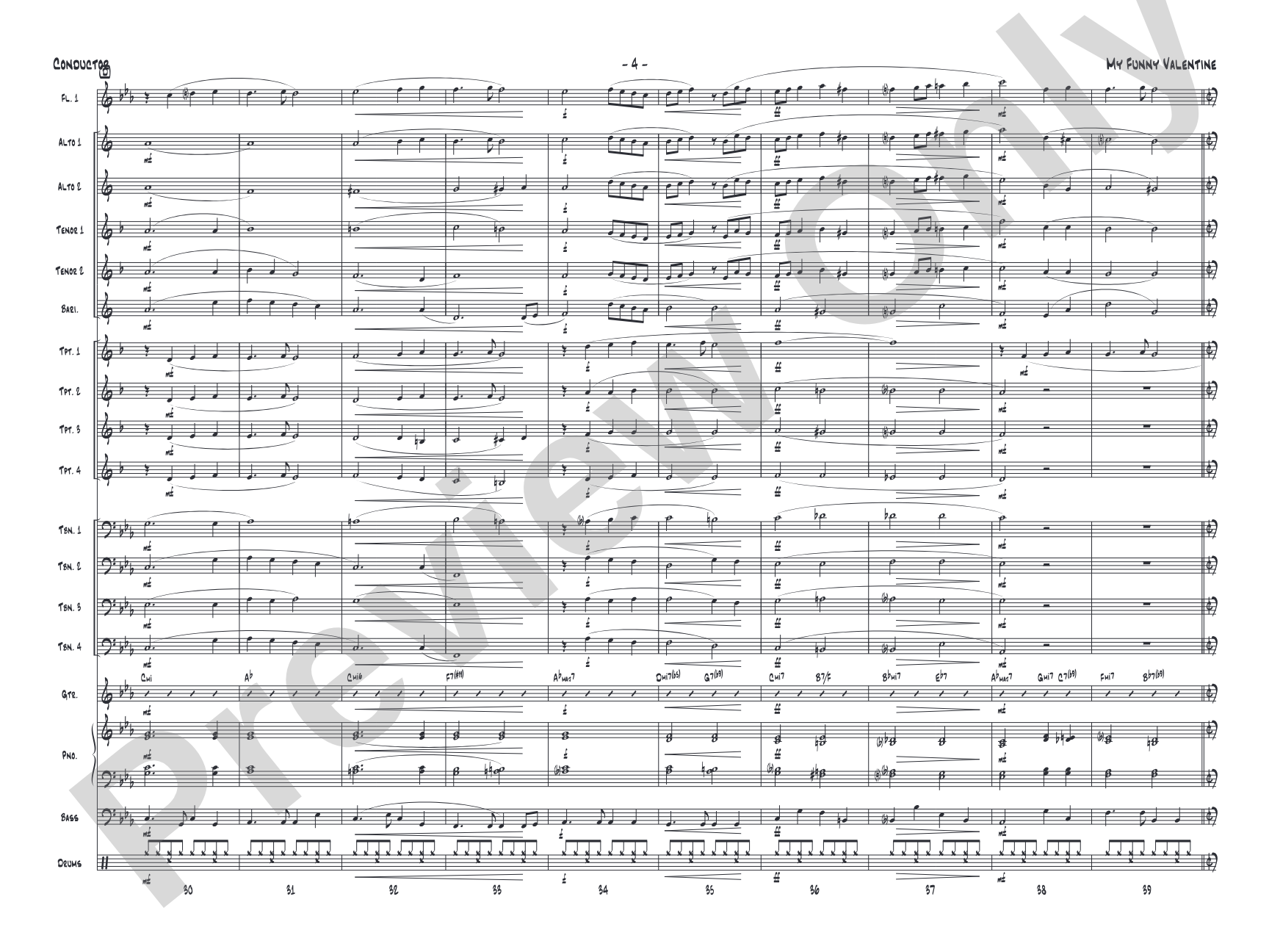 My Funny Valentine: Jazz Ensemble Conductor Score & Parts