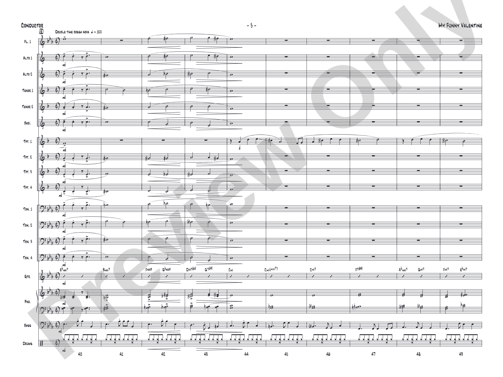 My Funny Valentine: Jazz Ensemble Conductor Score & Parts