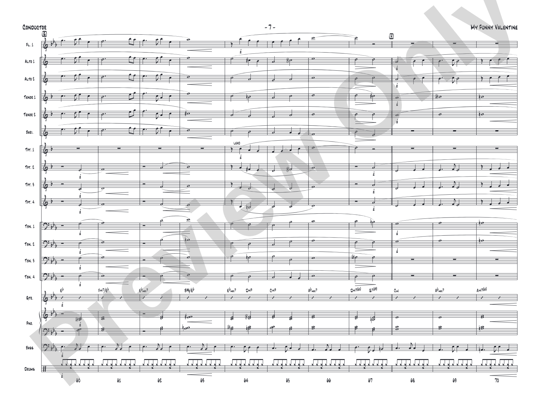 My Funny Valentine: Jazz Ensemble Conductor Score & Parts