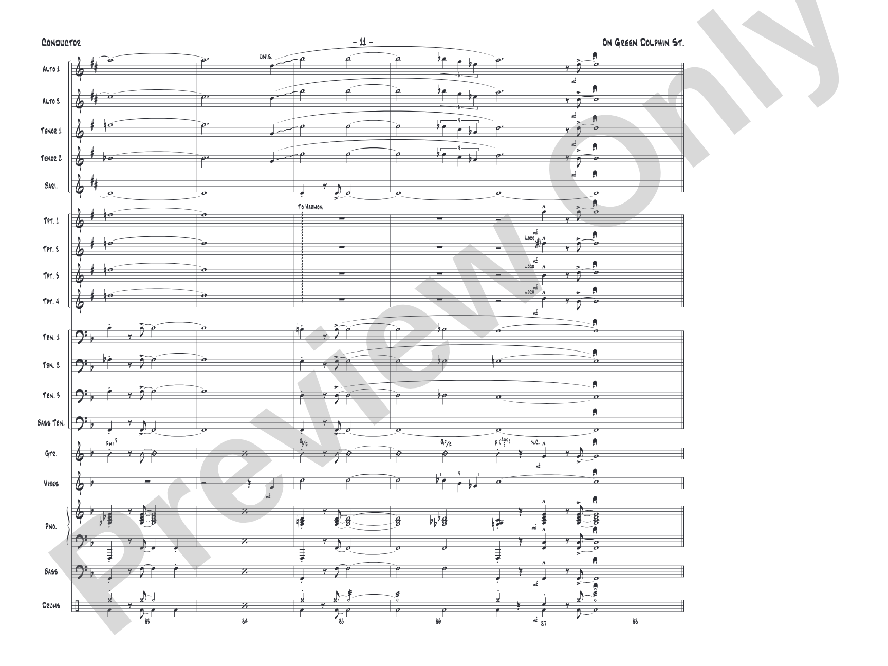 On Green Dolphin Street: Jazz Ensemble Conductor Score & Parts