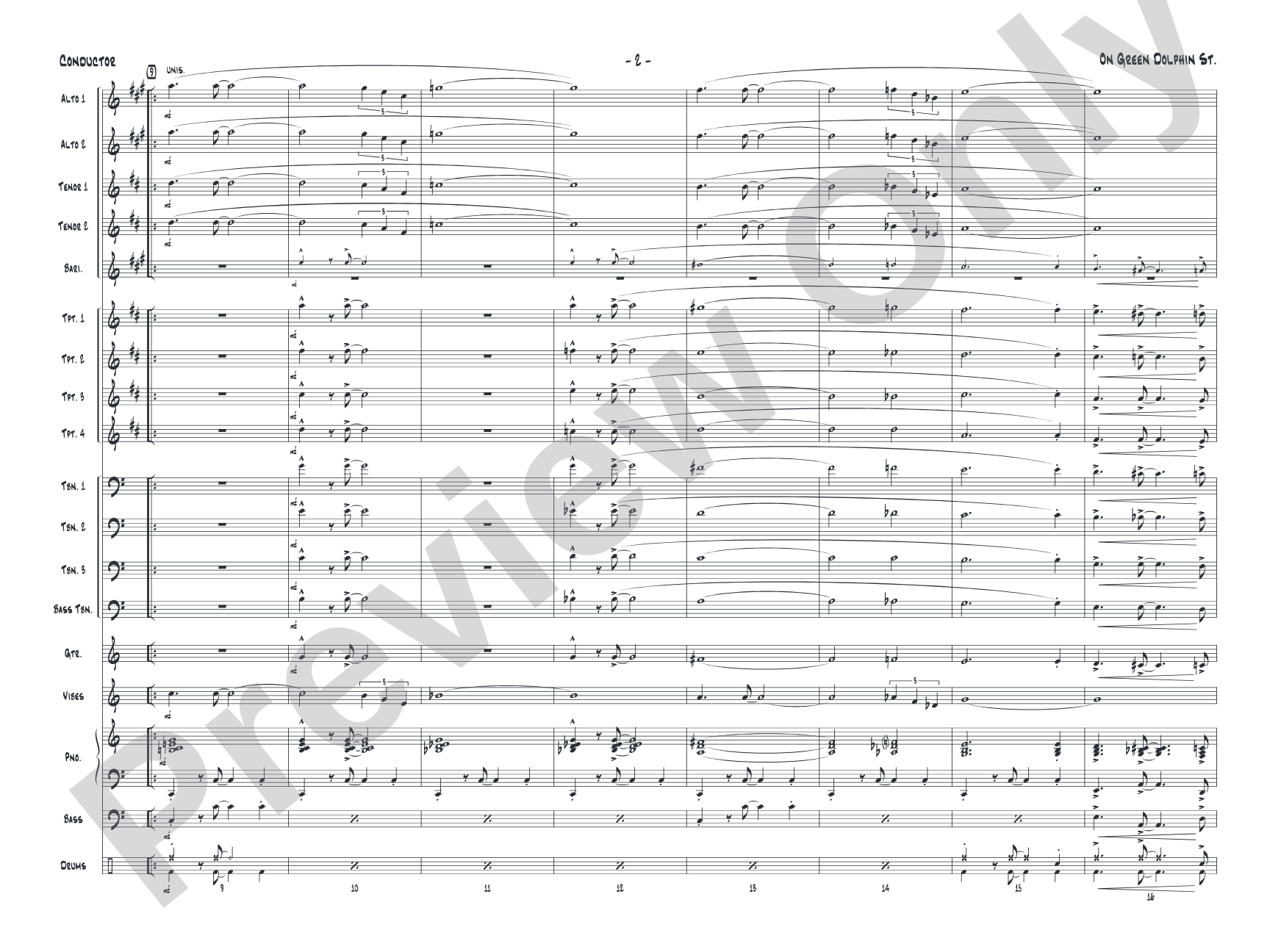 On Green Dolphin Street: Jazz Ensemble Conductor Score & Parts