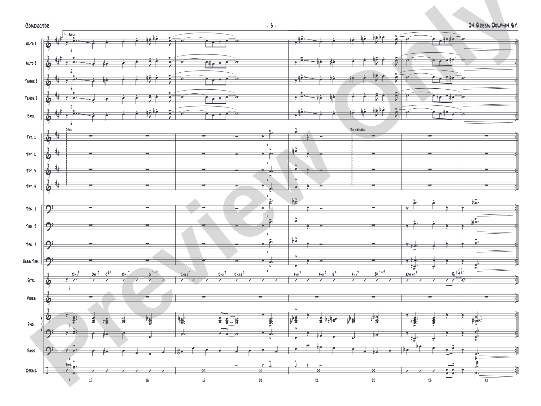 On Green Dolphin Street: Jazz Ensemble Conductor Score & Parts