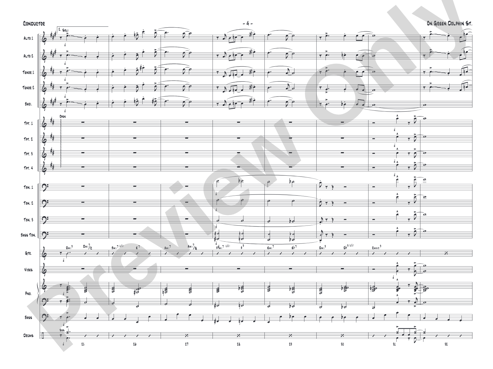 On Green Dolphin Street: Jazz Ensemble Conductor Score & Parts