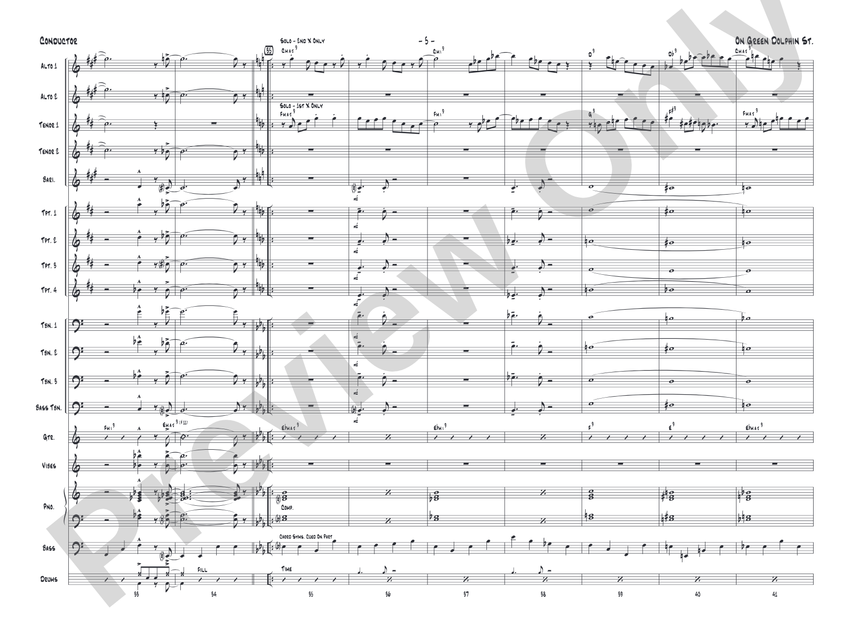 On Green Dolphin Street: Jazz Ensemble Conductor Score & Parts